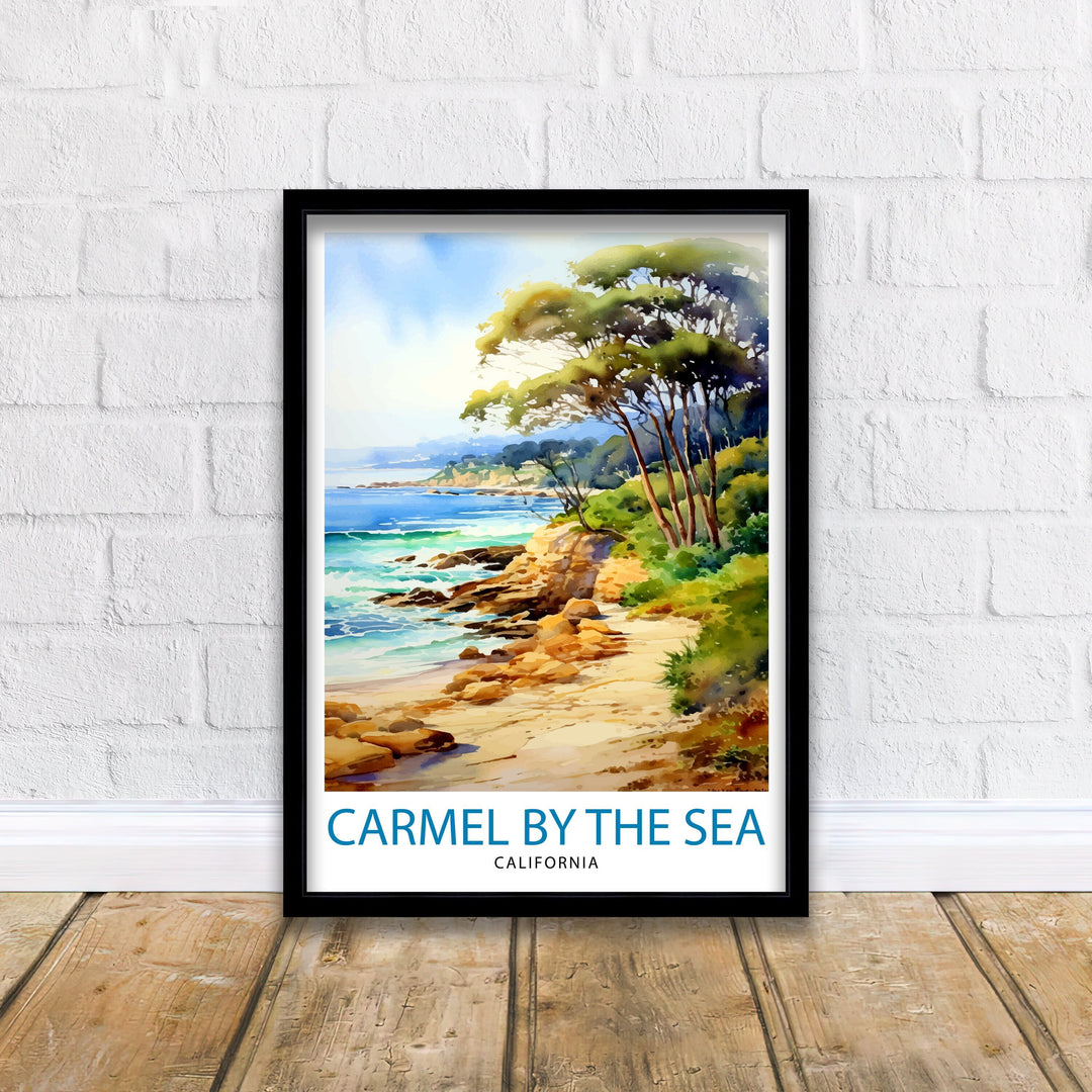 Carmel-by-the-Sea California Travel Print| Carmel Wall Art Home Living Decor Travel Poster Gift for Carmel California Coastal Decor