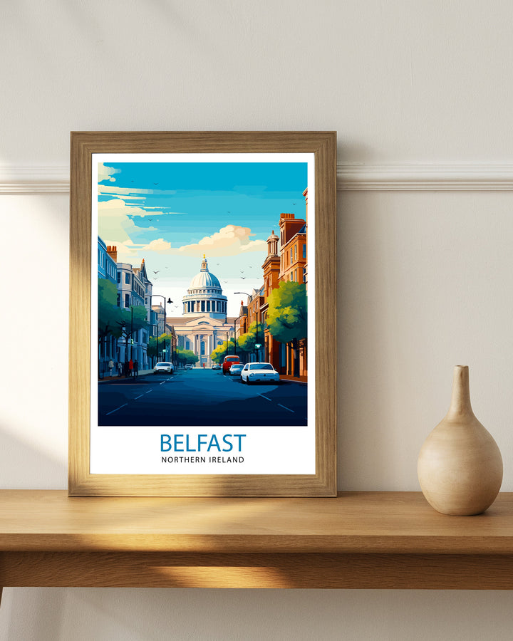 Belfast Northern Ireland Travel Print Belfast Wall Decor Belfast Home Living Decor Belfast Cityscape Illustration Travel Poster Gift