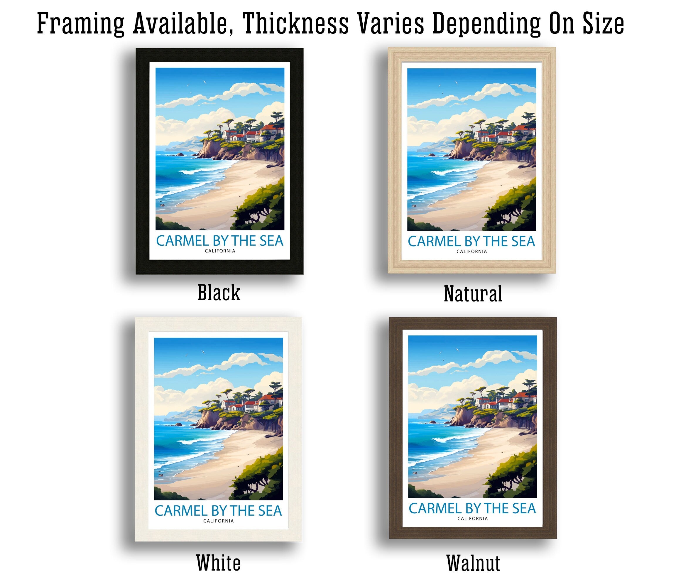 Carmel-by-the-Sea California Travel Print| Carmel Wall Art Home Living Decor Travel Poster Gift for Carmel California Coastal Decor