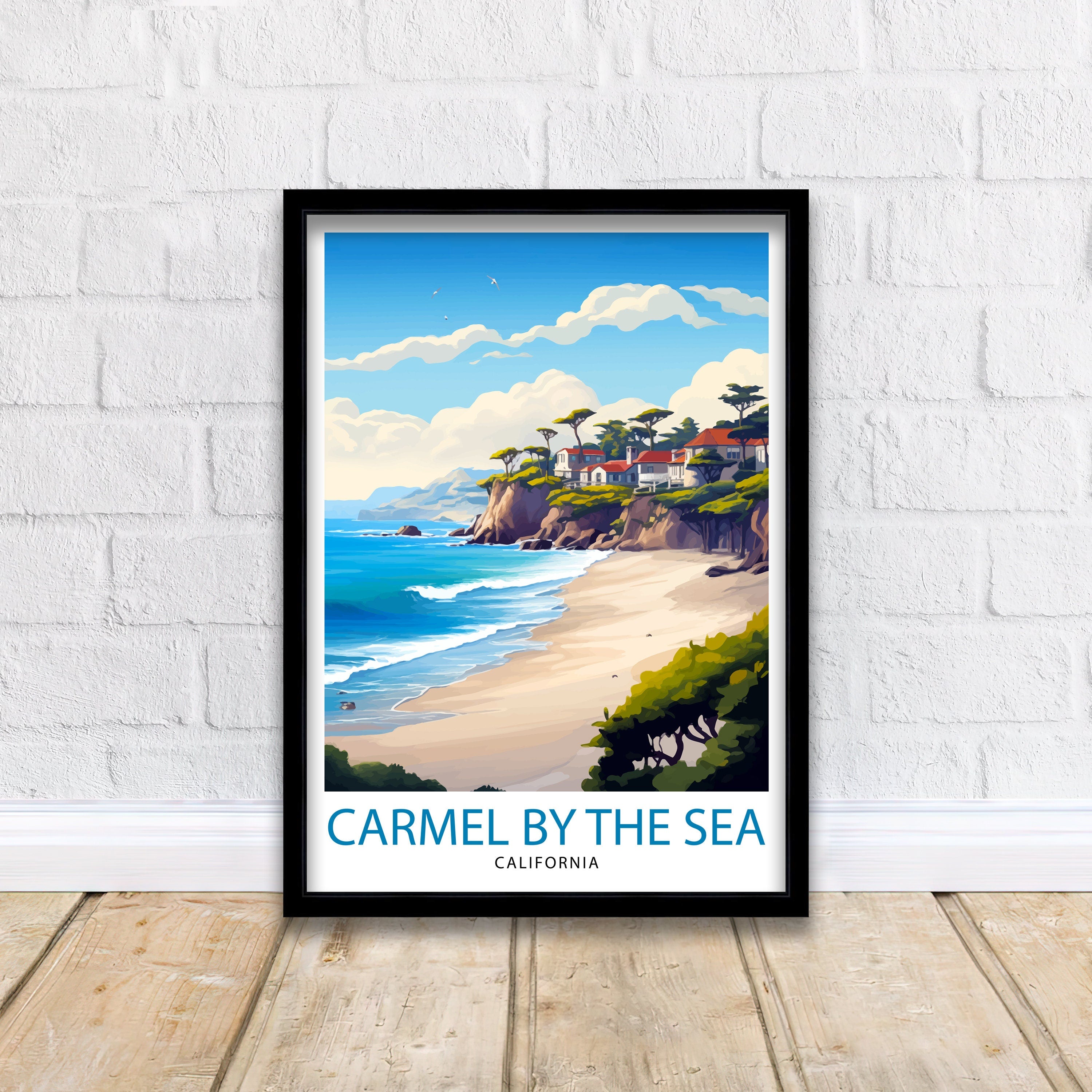 Carmel-by-the-Sea California Travel Print| Carmel Wall Art Home Living Decor Travel Poster Gift for Carmel California Coastal Decor