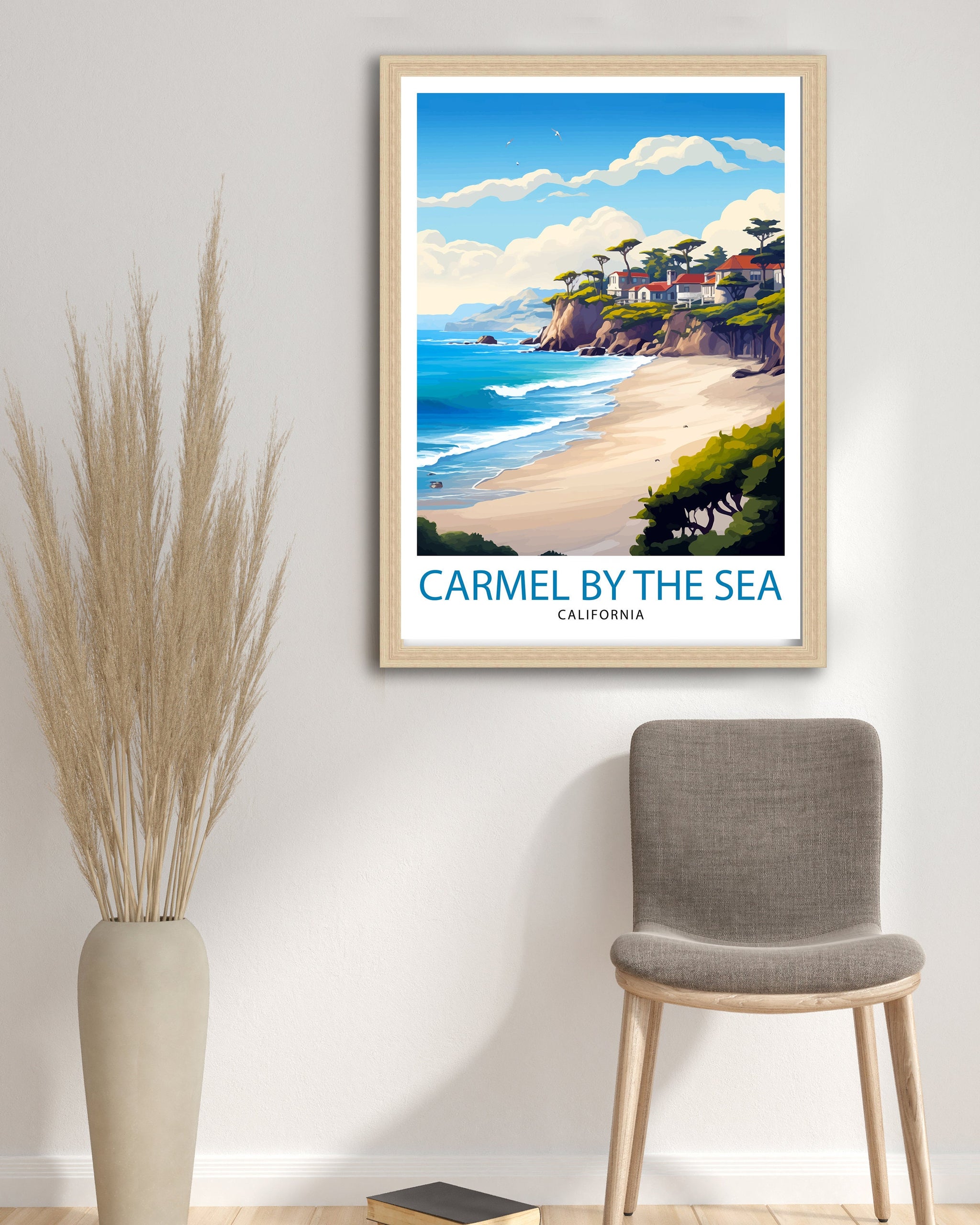 Carmel-by-the-Sea California Travel Print| Carmel Wall Art Home Living Decor Travel Poster Gift for Carmel California Coastal Decor