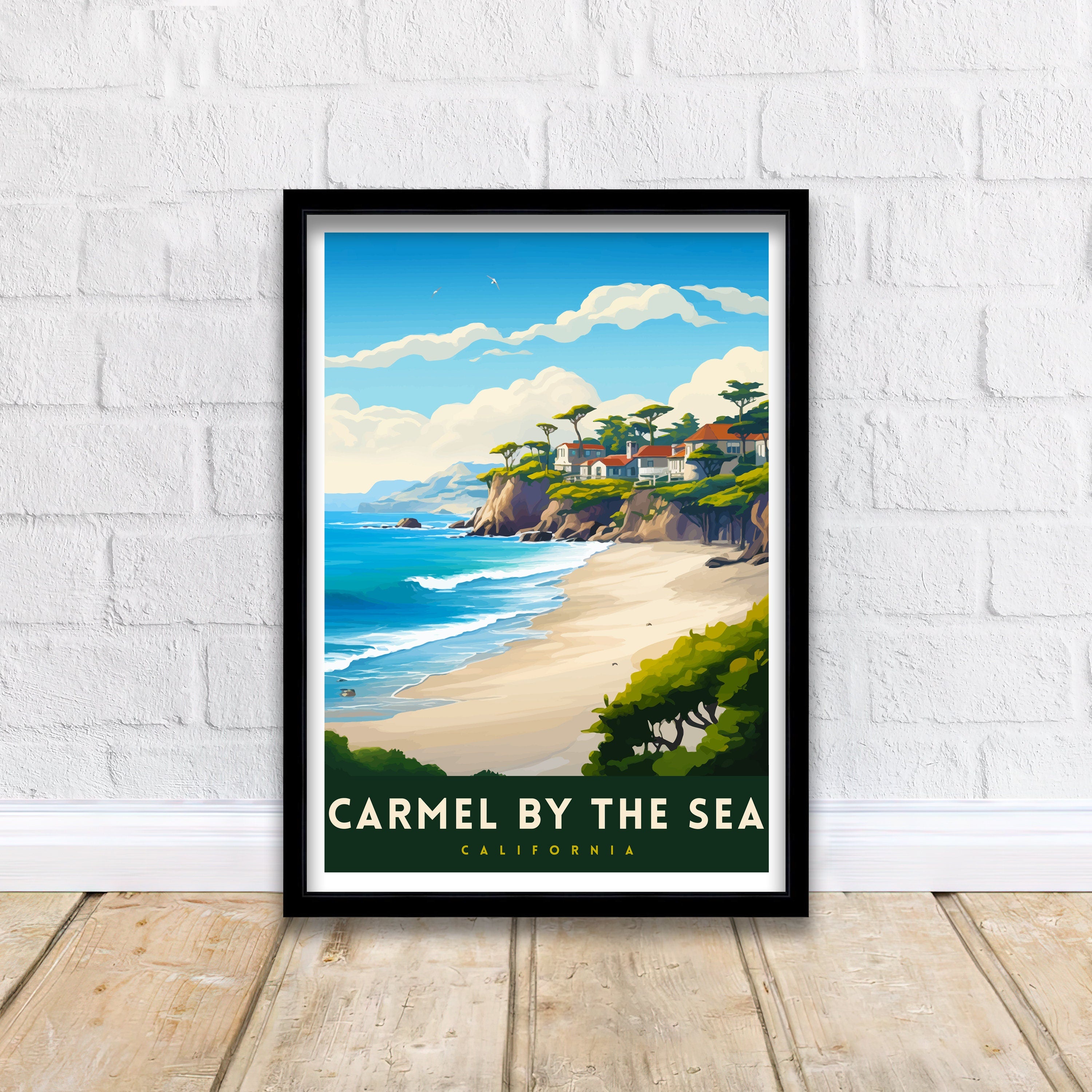 Carmel-by-the-Sea California Travel Print| Carmel Wall Art Home Living Decor Travel Poster Gift for Carmel California Coastal Decor