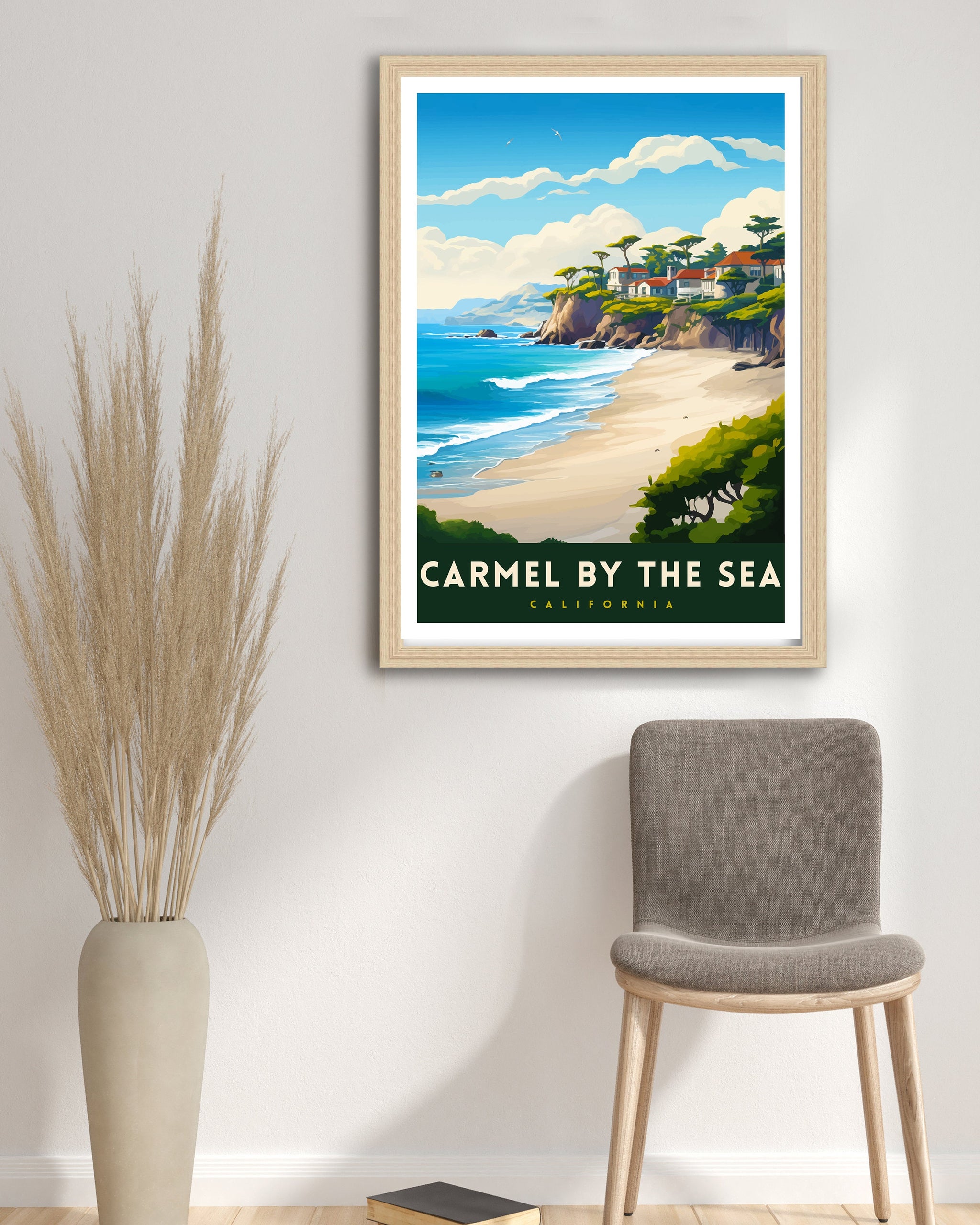 Carmel-by-the-Sea California Travel Print| Carmel Wall Art Home Living Decor Travel Poster Gift for Carmel California Coastal Decor