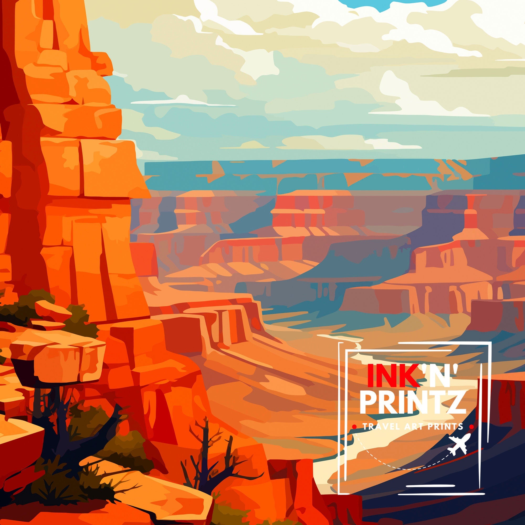 Grand Canyon Travel Print | Grand Canyon | Grand Canyon Print | Grand Canyon Poster | Wall Art | National Park | Arizona Wall Art