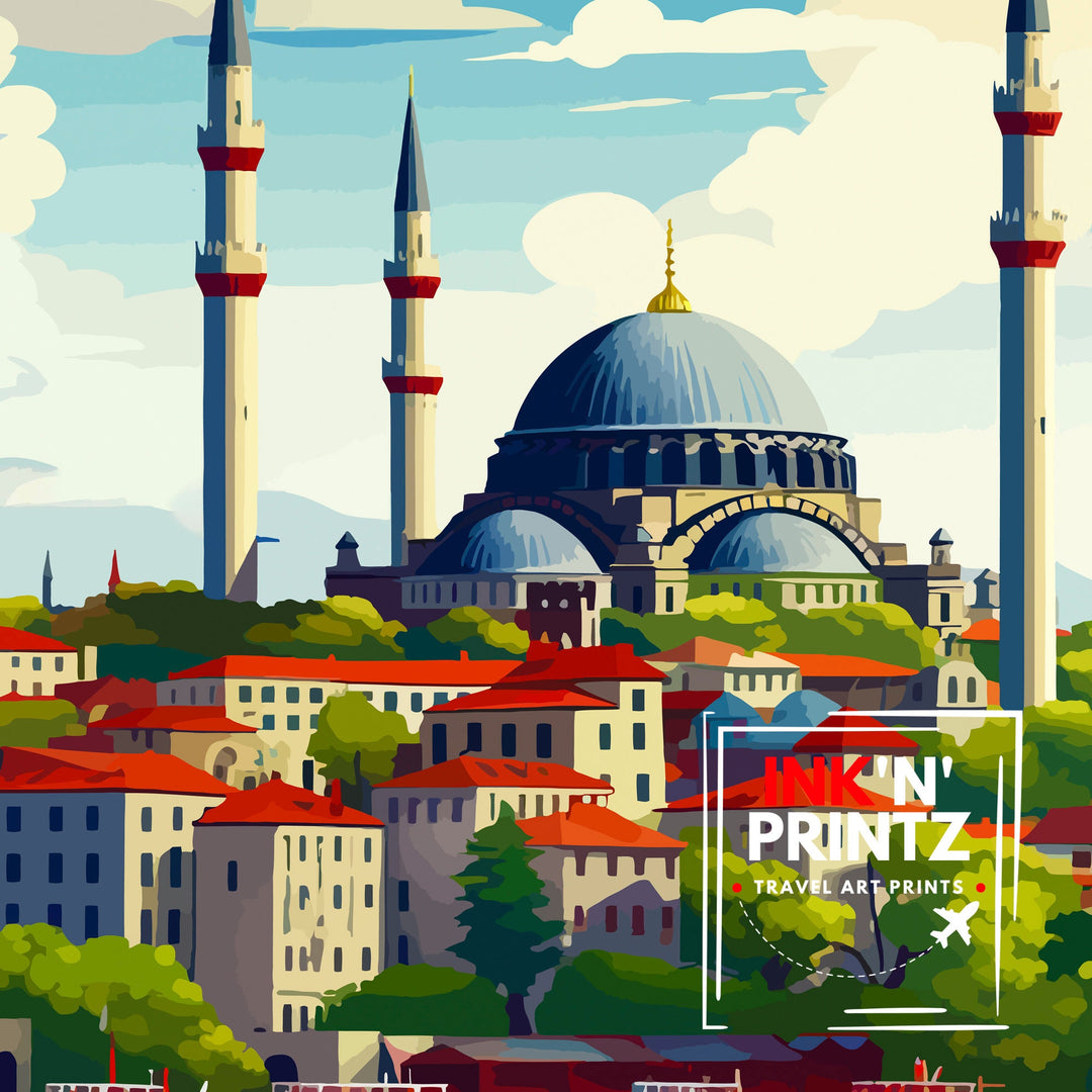 Istanbul Turkey Travel Poster Istanbul Wall Art Turkey Illustration Istanbul Travel Poster Turkey Home Decor Gift for Travelers