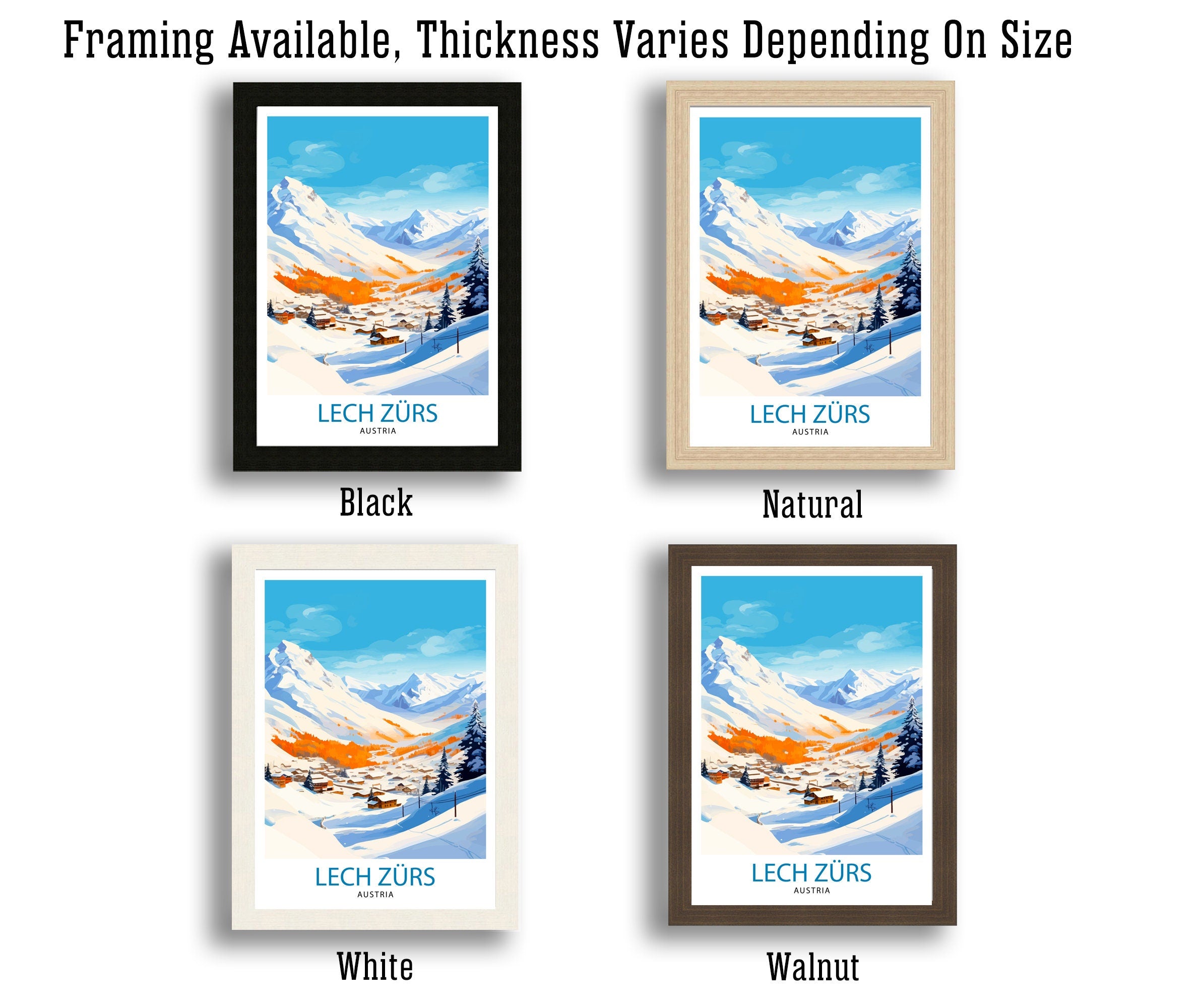 Lech Zurs am Arlberg Austria Travel Print Skiing Wall Decor Alpine Home Living Decor Austria Illustration Travel Poster Gift for Ski Lovers
