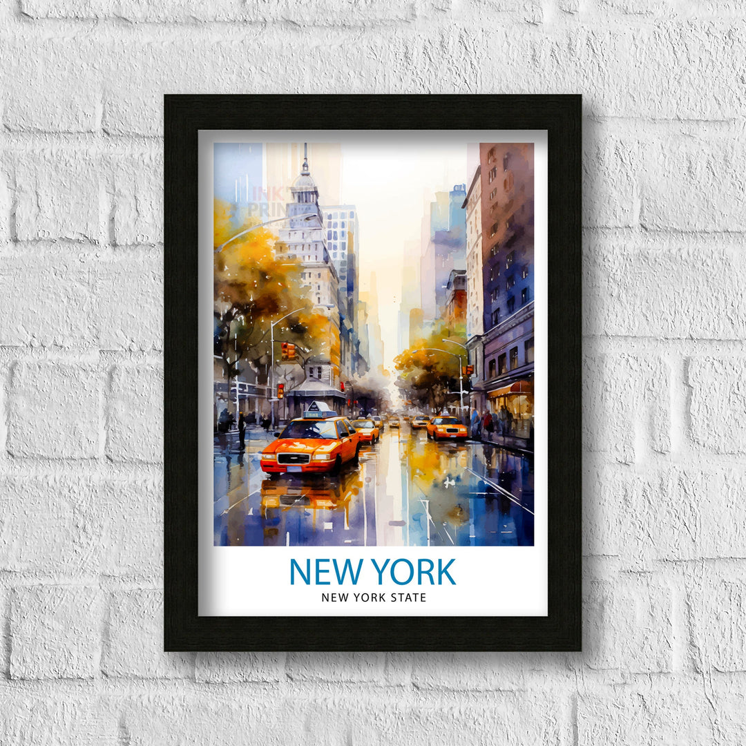 New York City Travel Print| New York Wall Art NYC Illustration Travel Poster Gift for New York Home Decor