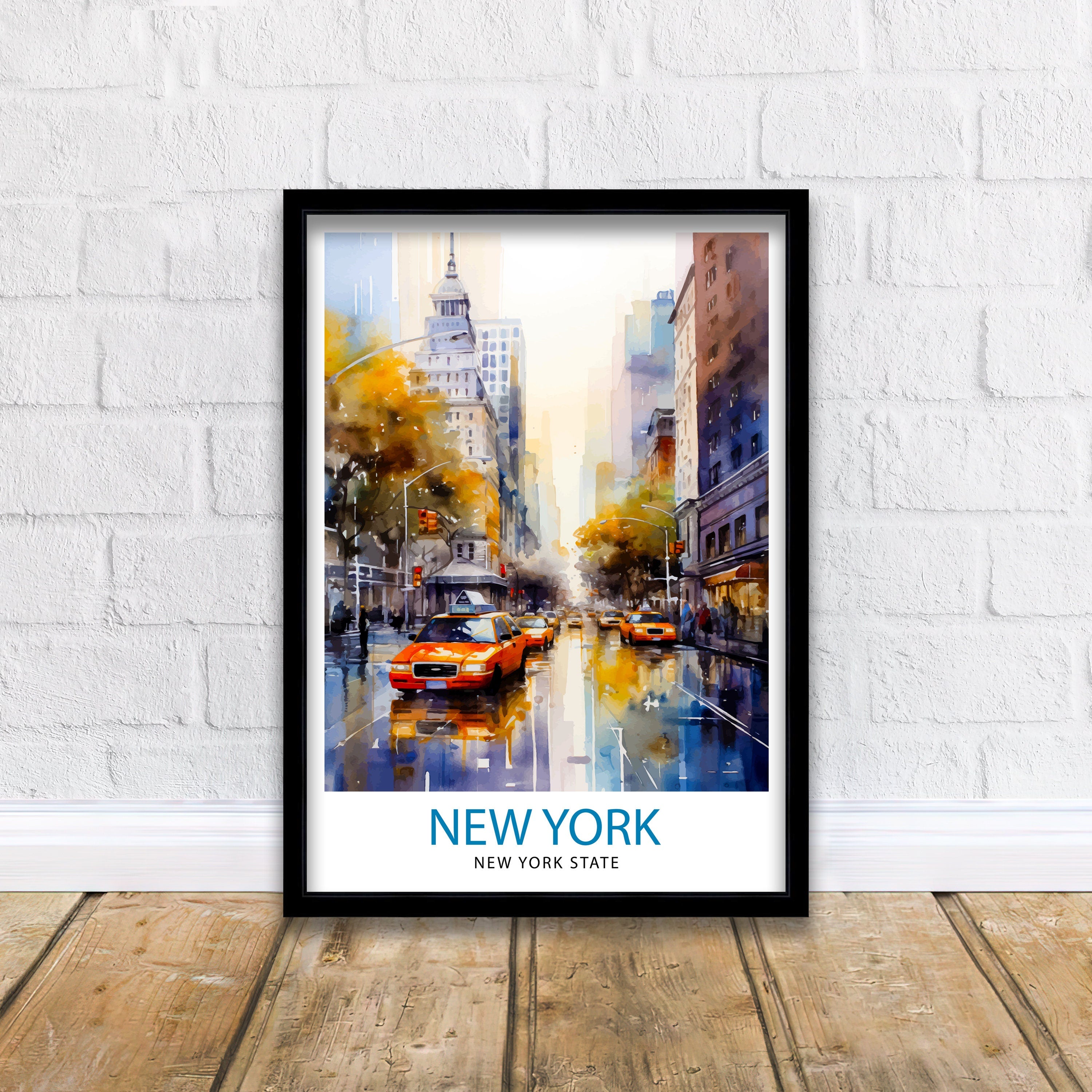New York City Travel Print| New York Wall Art NYC Illustration Travel Poster Gift for New York Home Decor