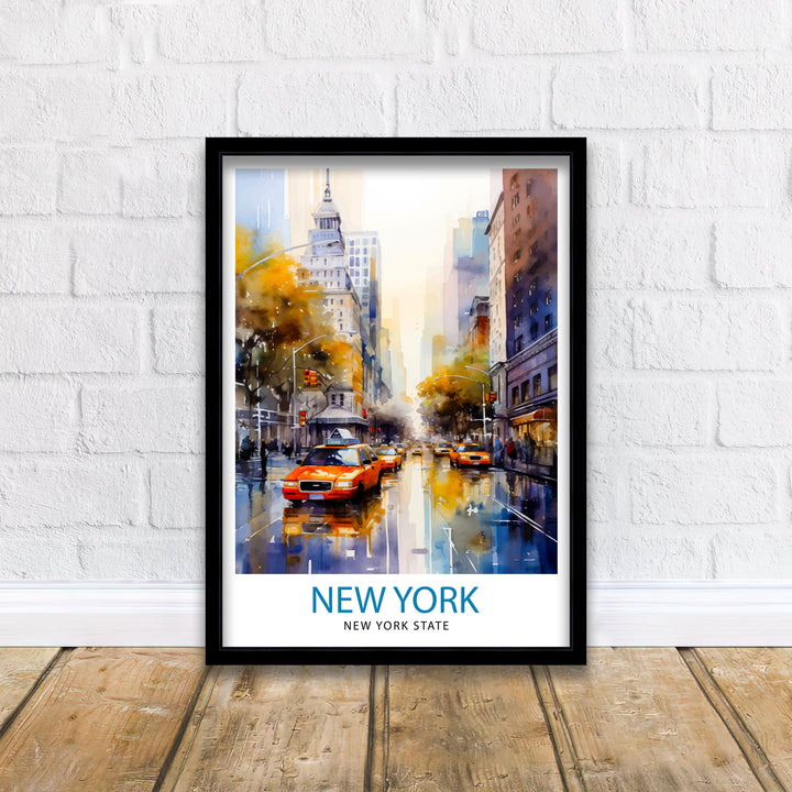 New York City Travel Print| New York Wall Art NYC Illustration Travel Poster Gift for New York Home Decor