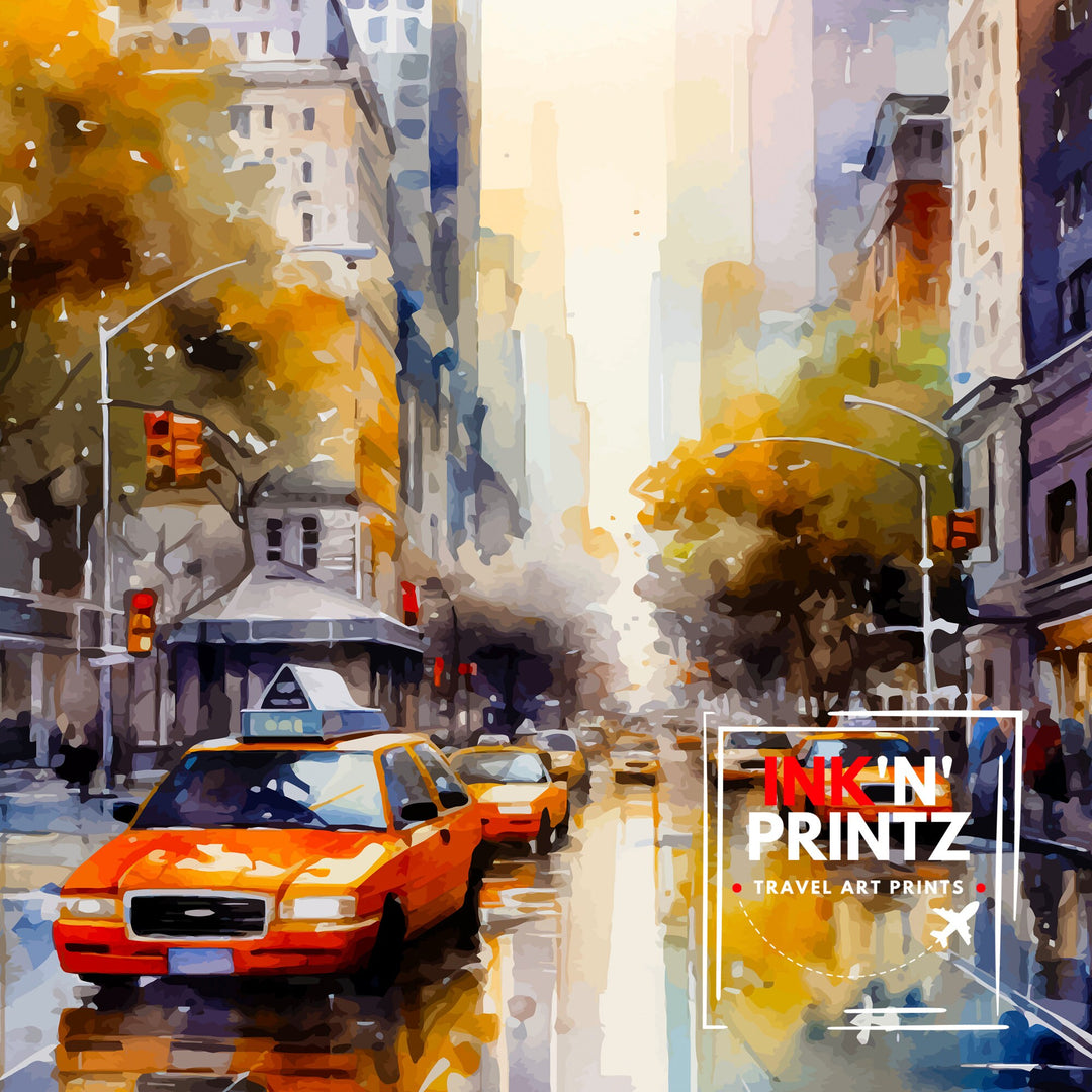 New York City Travel Print| New York Wall Art NYC Illustration Travel Poster Gift for New York Home Decor