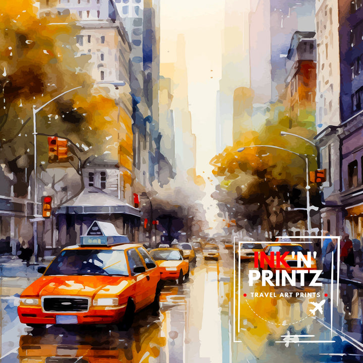 New York City Travel Print| New York Wall Art NYC Illustration Travel Poster Gift for New York Home Decor
