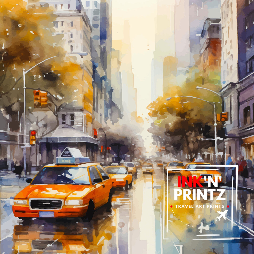 New York City Travel Print| New York Wall Art NYC Illustration Travel Poster Gift for New York Home Decor