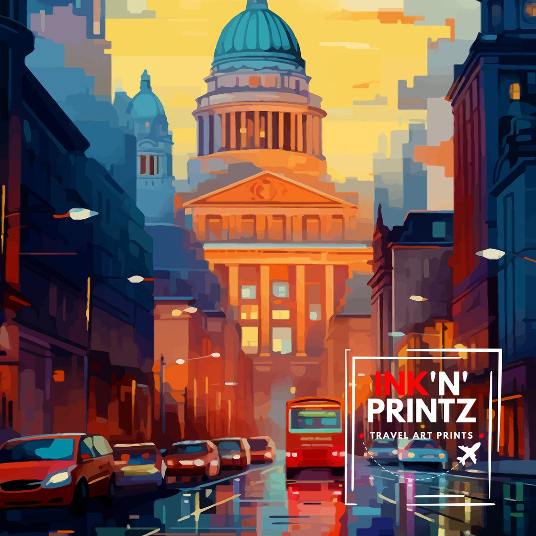 Belfast Northern Ireland Travel Print Belfast Wall Decor Belfast Home Living Decor Belfast Cityscape Illustration Travel Poster Gift