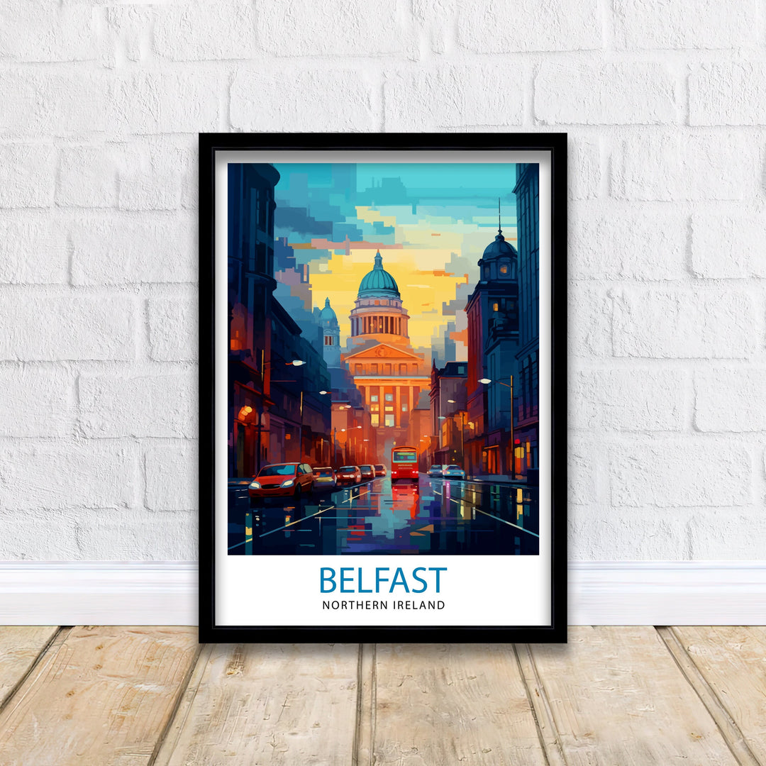 Belfast Northern Ireland Travel Print Belfast Wall Decor Belfast Home Living Decor Belfast Cityscape Illustration Travel Poster Gift