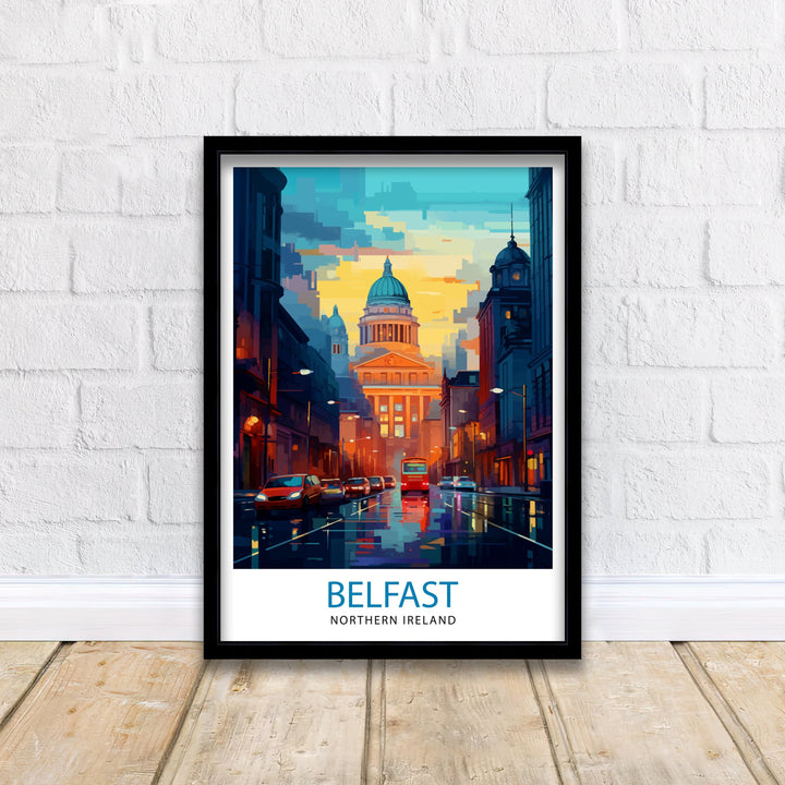 Belfast Northern Ireland Travel Print Belfast Wall Decor Belfast Home Living Decor Belfast Cityscape Illustration Travel Poster Gift