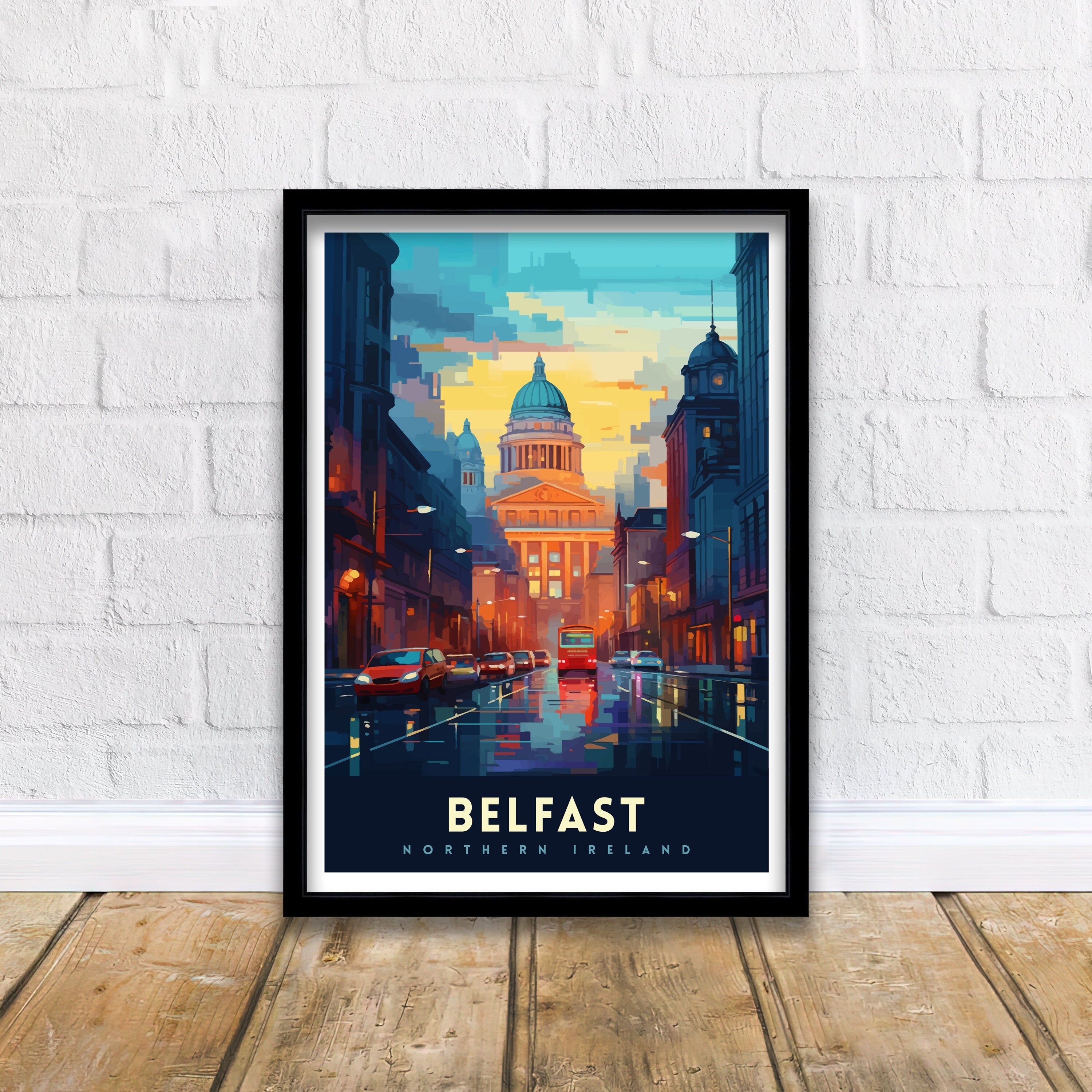 Belfast Northern Ireland Travel Print Belfast Wall Decor Belfast Home Living Decor Belfast Cityscape Illustration Travel Poster Gift
