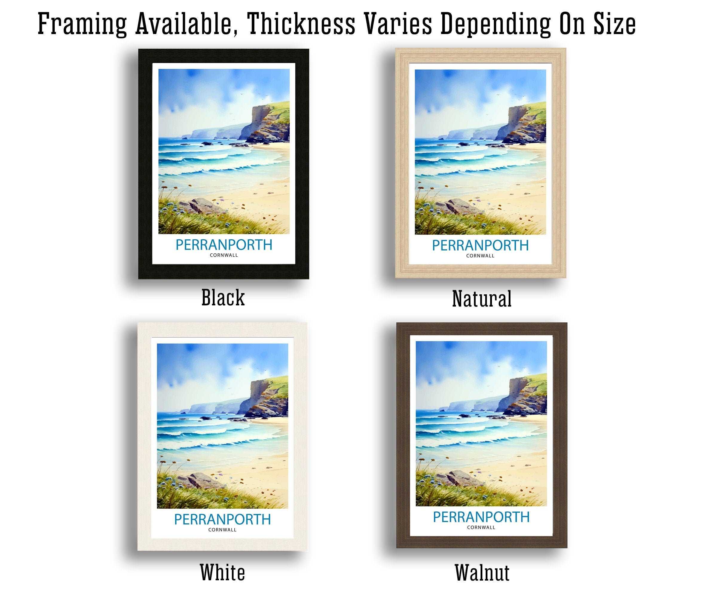 Perranporth Cornwall Travel Poster Cornwall Wall Art Perranporth Beach Decor Cornwall Coastal Art Travel Poster, Cornwall Gift