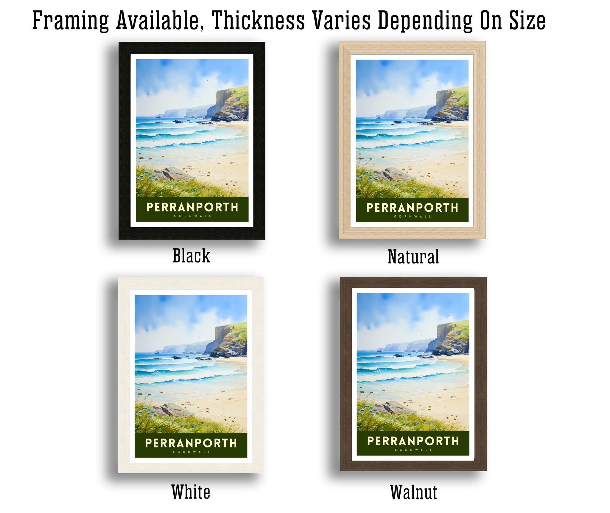 Perranporth Cornwall Travel Print Cornwall Wall Art Perranporth Beach Decor Cornwall Coastal Art Travel Poster, Cornwall Gift