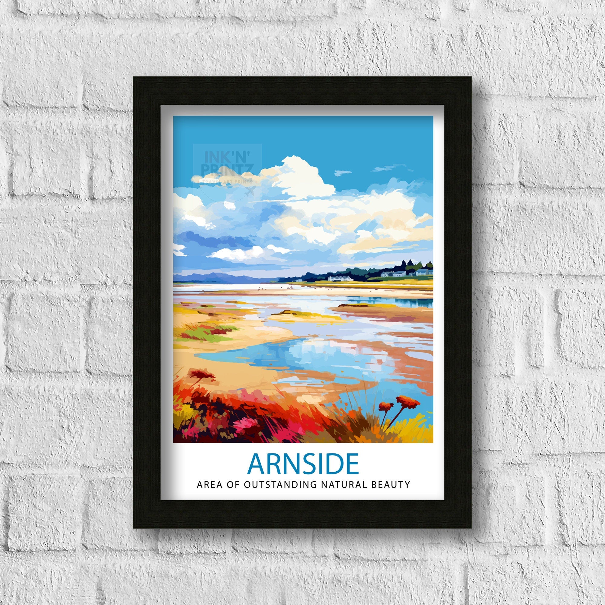 Arnside AONB Print Area of Outstanding Natural Beauty Art Arnside Knott Poster Cumbria Coastline Wall Decor UK Nature Reserve Artwork