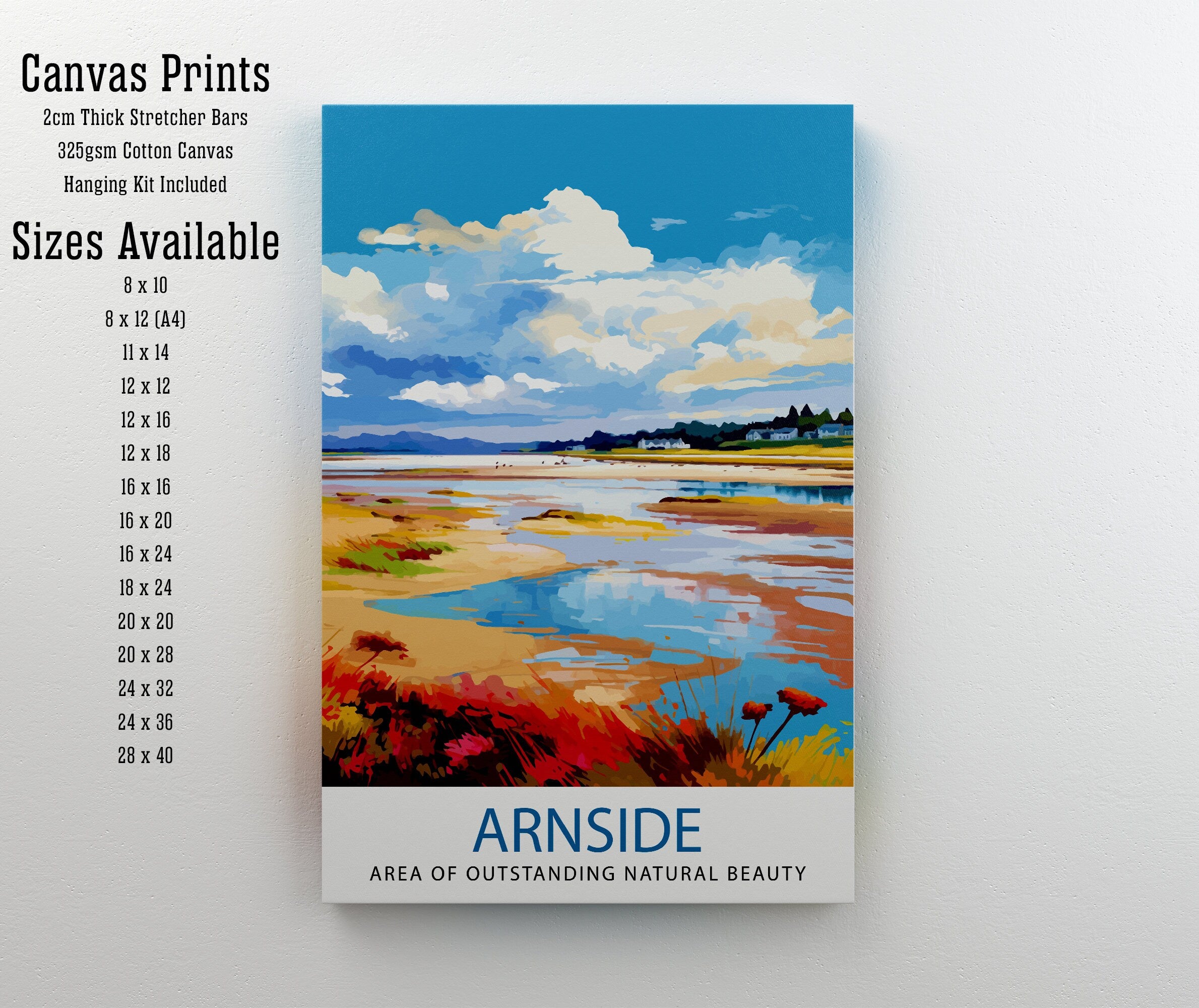 Arnside AONB Print Area of Outstanding Natural Beauty Art Arnside Knott Poster Cumbria Coastline Wall Decor UK Nature Reserve Artwork
