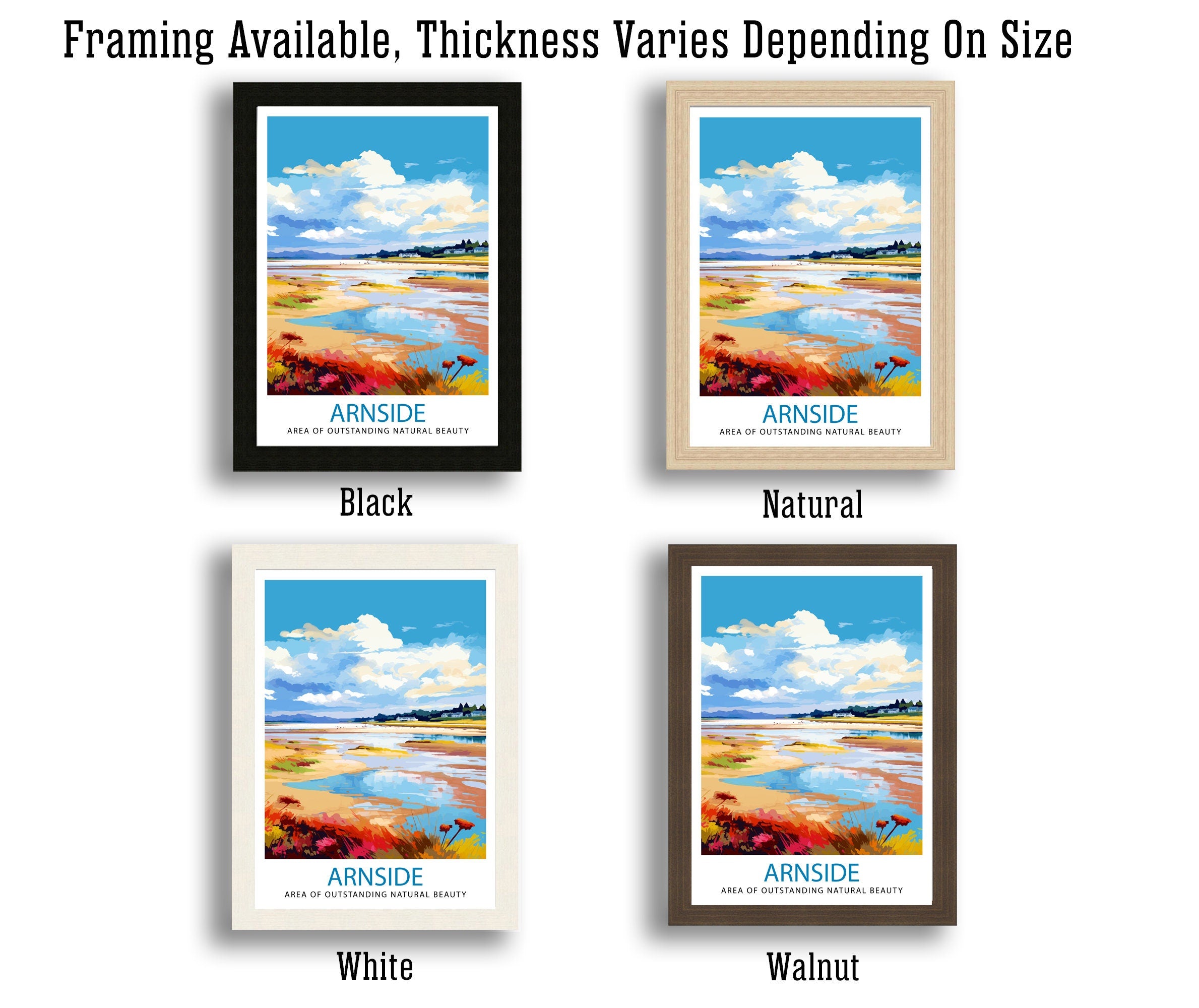 Arnside AONB Print Area of Outstanding Natural Beauty Art Arnside Knott Poster Cumbria Coastline Wall Decor UK Nature Reserve Artwork