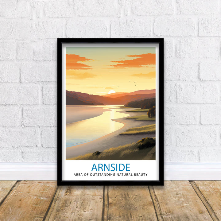 Arnside AONB Poster Area of Outstanding Natural Beauty Art Arnside Knott Poster Cumbria Coastline