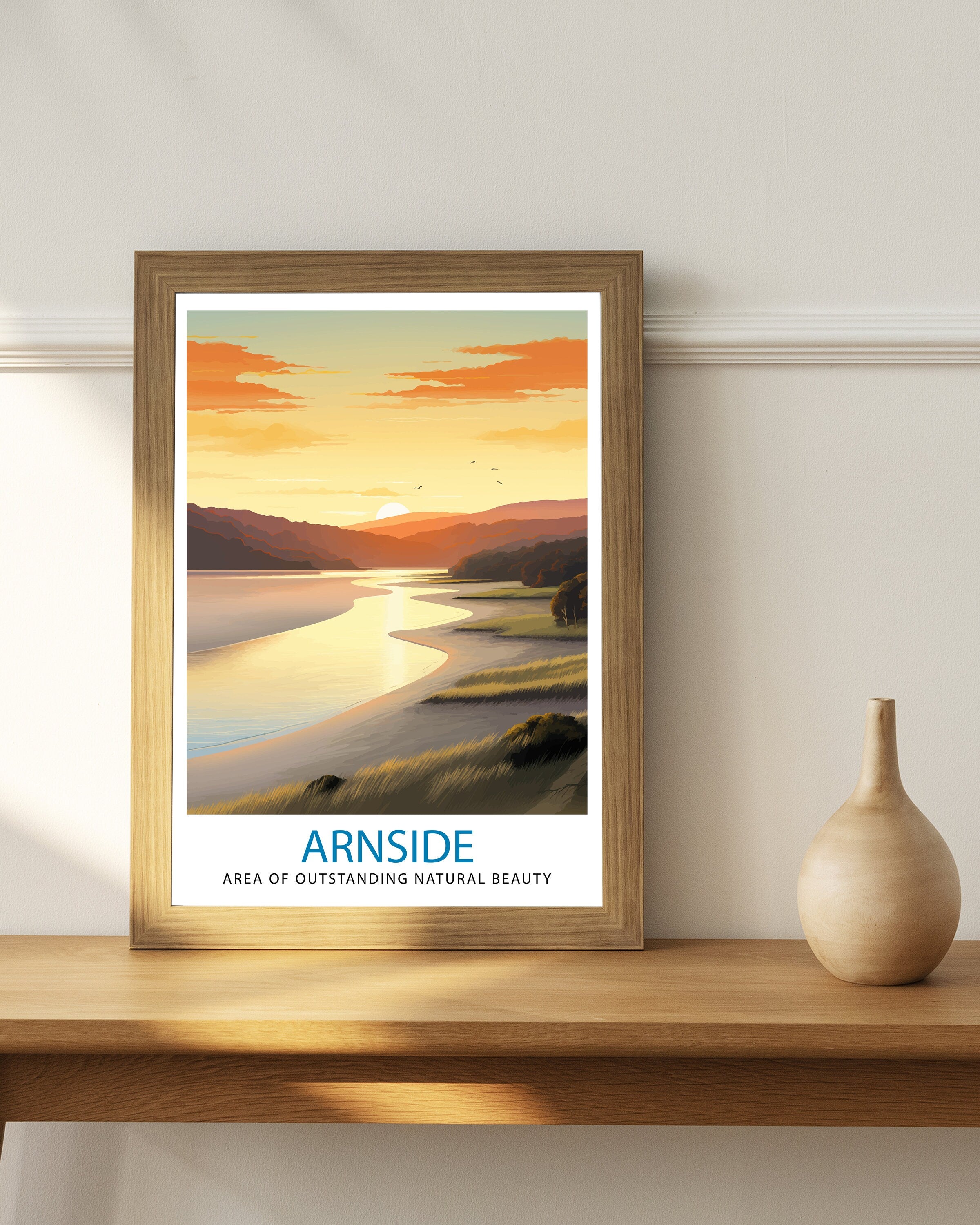Arnside AONB Print Area of Outstanding Natural Beauty Art Arnside Knott Poster Cumbria Coastline Wall Decor UK Nature Reserve Artwork