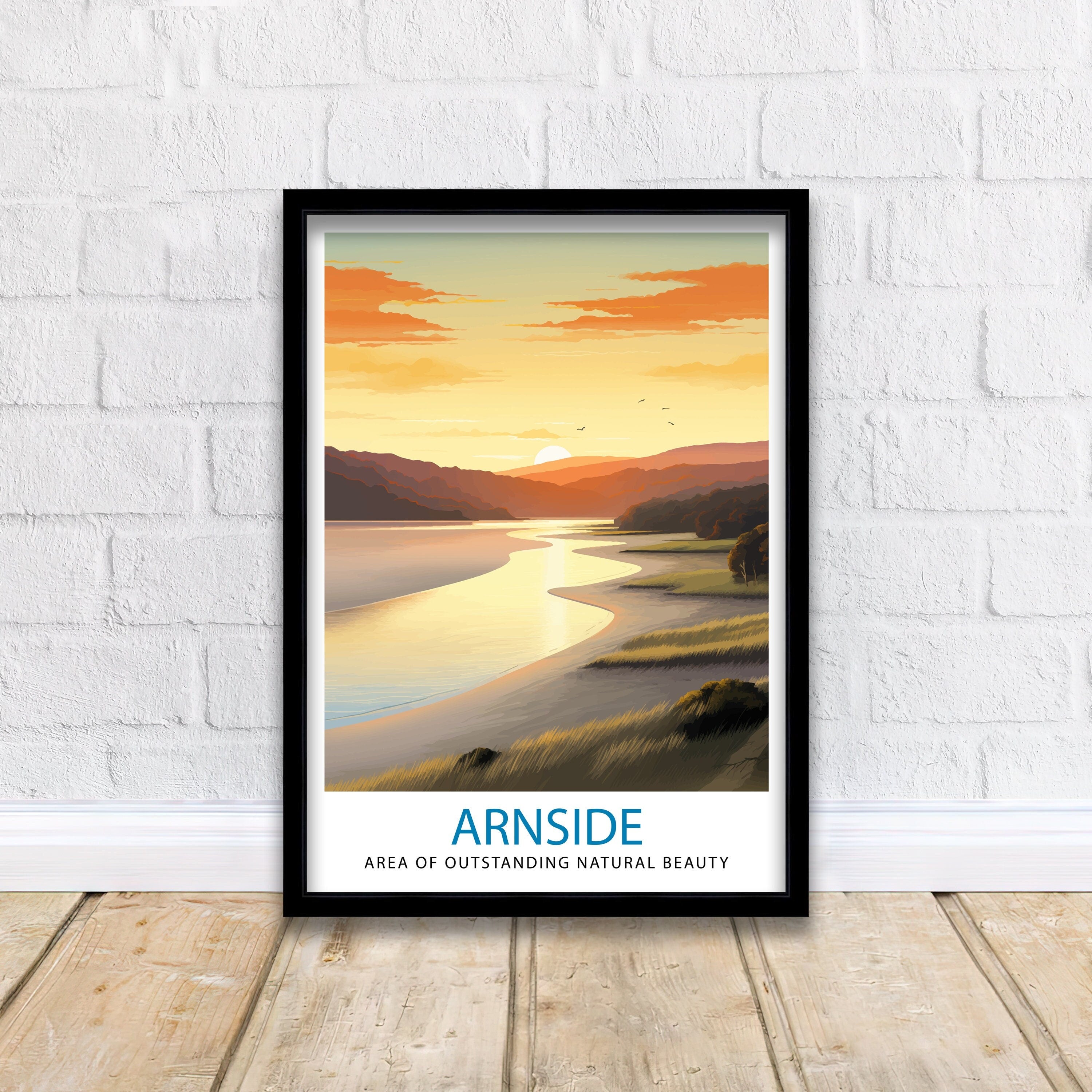 Arnside AONB Print Area of Outstanding Natural Beauty Art Arnside Knott Poster Cumbria Coastline Wall Decor UK Nature Reserve Artwork