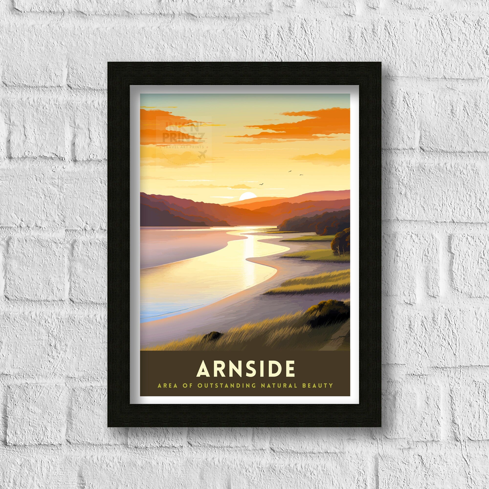 Arnside AONB Print Area of Outstanding Natural Beauty Art Arnside Knott Poster Cumbria Coastline Wall Decor UK Nature Reserve Artwork
