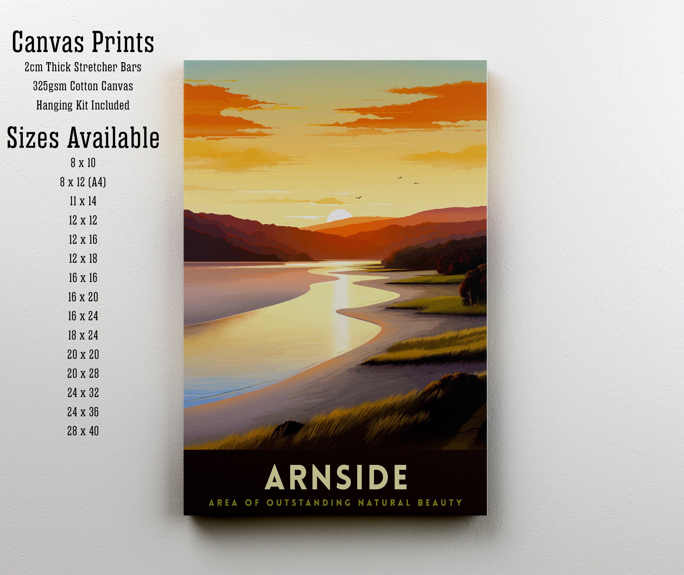 Arnside AONB Print Area of Outstanding Natural Beauty Art Arnside Knott Poster Cumbria Coastline Wall Decor UK Nature Reserve Artwork