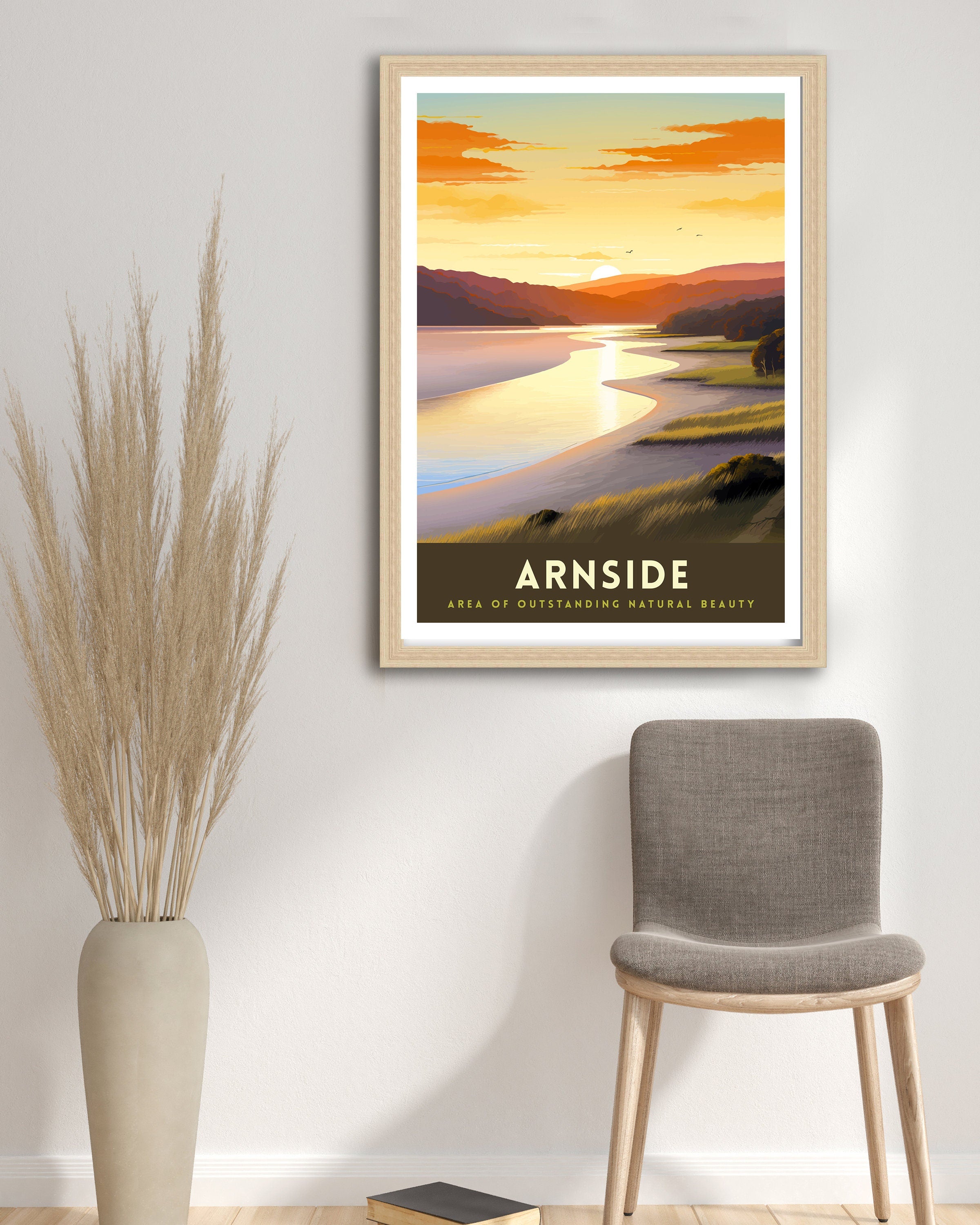 Arnside AONB Print Area of Outstanding Natural Beauty Art Arnside Knott Poster Cumbria Coastline Wall Decor UK Nature Reserve Artwork