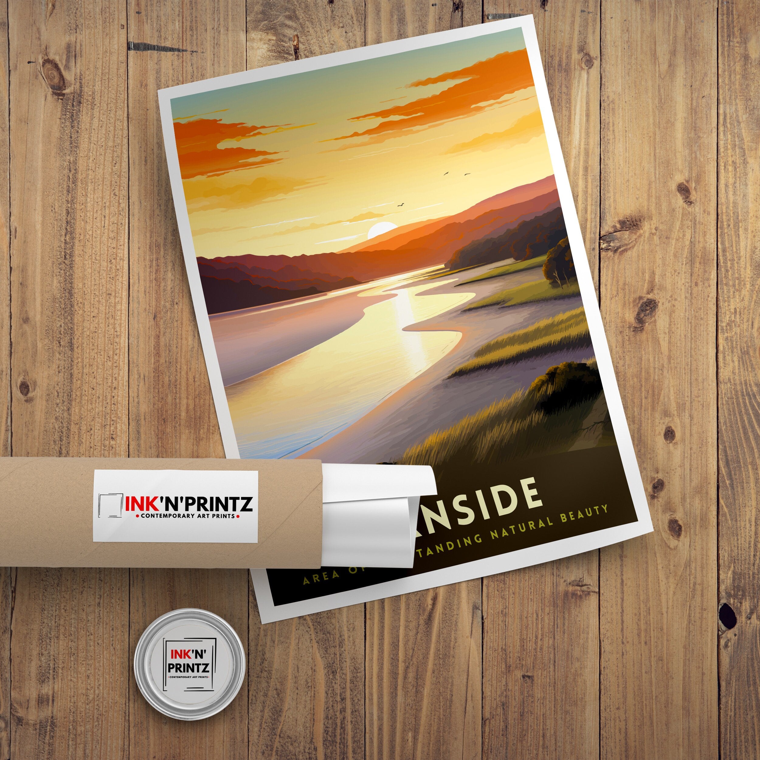 Arnside AONB Print Area of Outstanding Natural Beauty Art Arnside Knott Poster Cumbria Coastline Wall Decor UK Nature Reserve Artwork