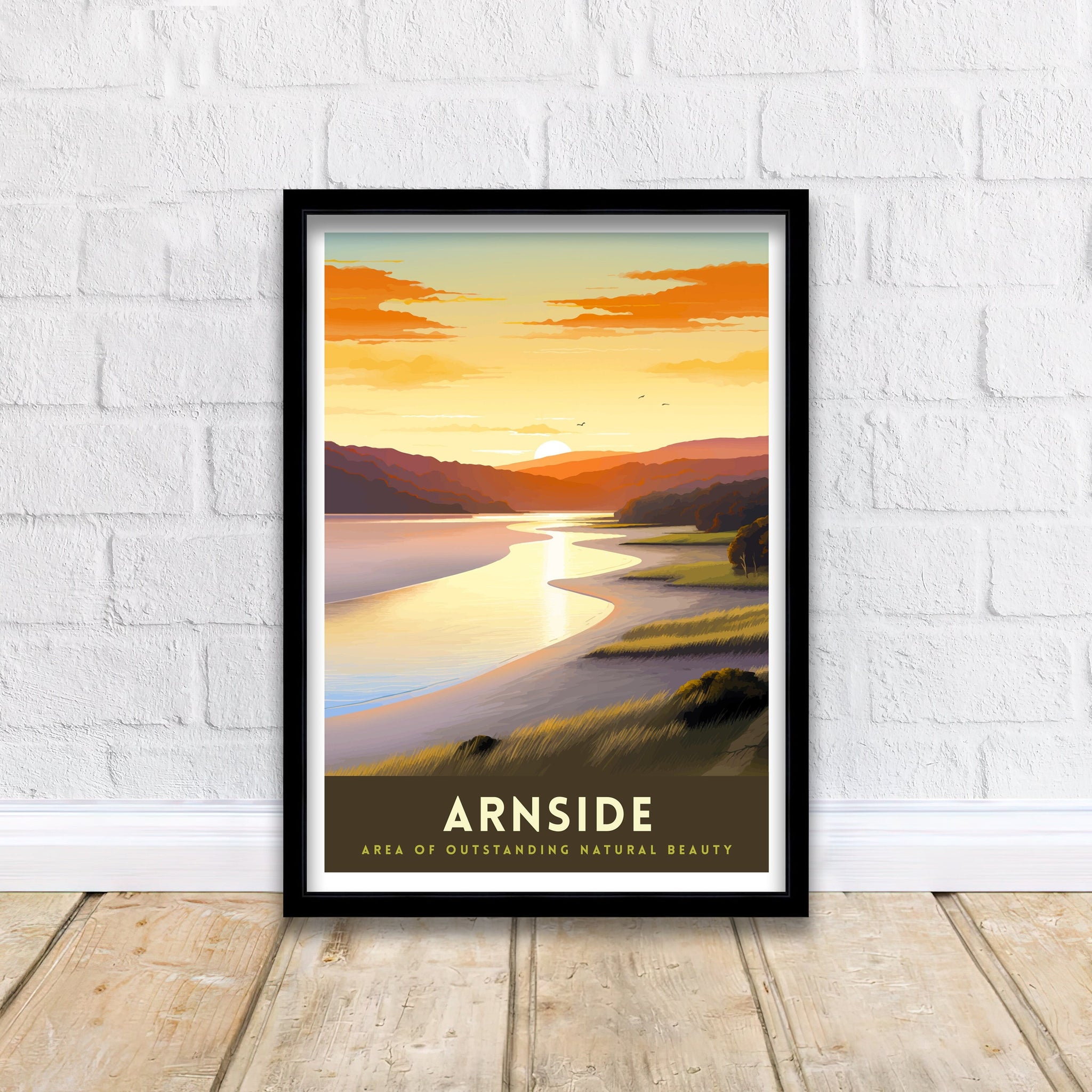 Arnside AONB Print Area of Outstanding Natural Beauty Art Arnside Knott Poster Cumbria Coastline Wall Decor UK Nature Reserve Artwork