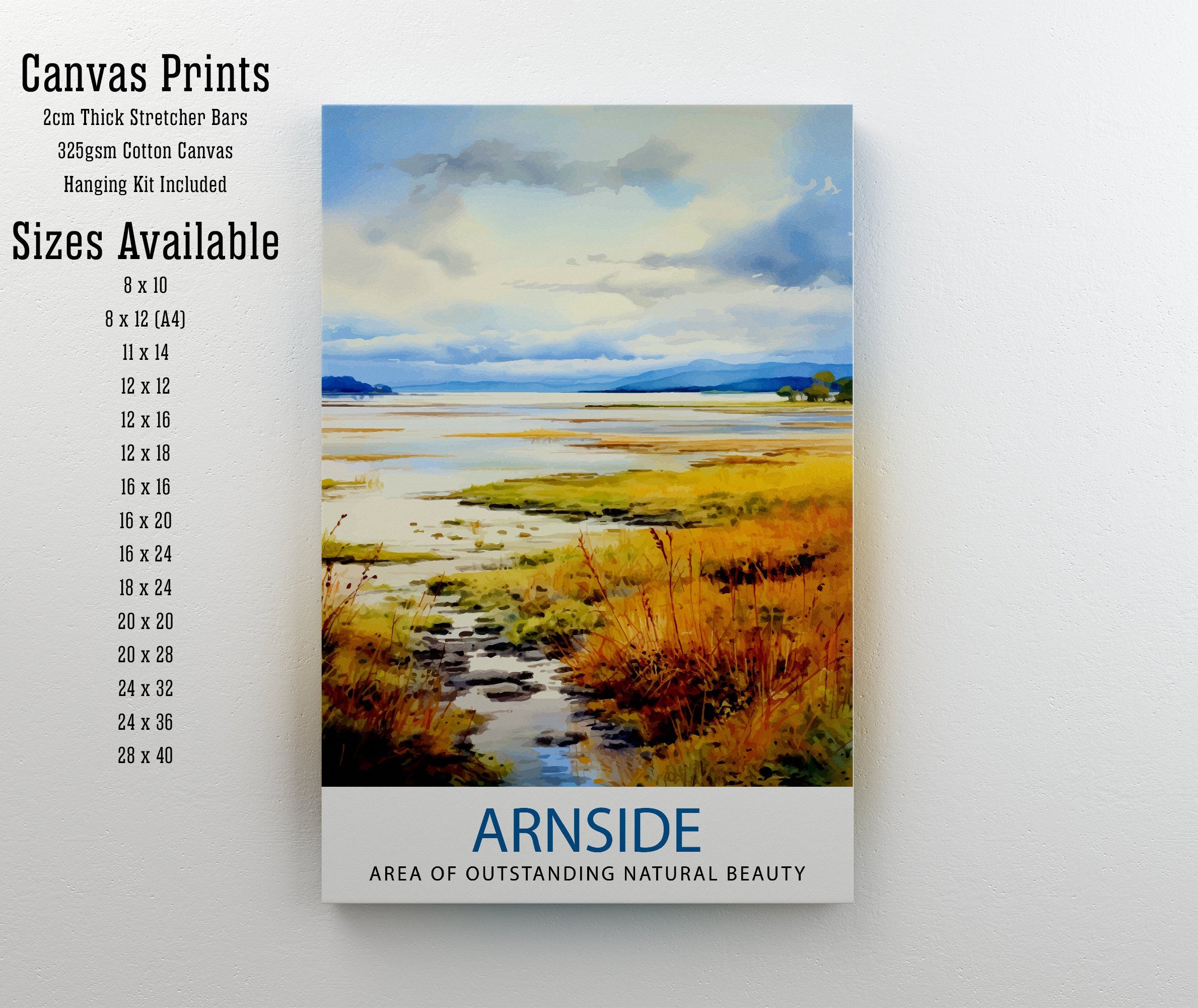 Arnside AONB Print Area of Outstanding Natural Beauty Art Arnside Knott Poster Cumbria Coastline Wall Decor UK Nature Reserve Artwork