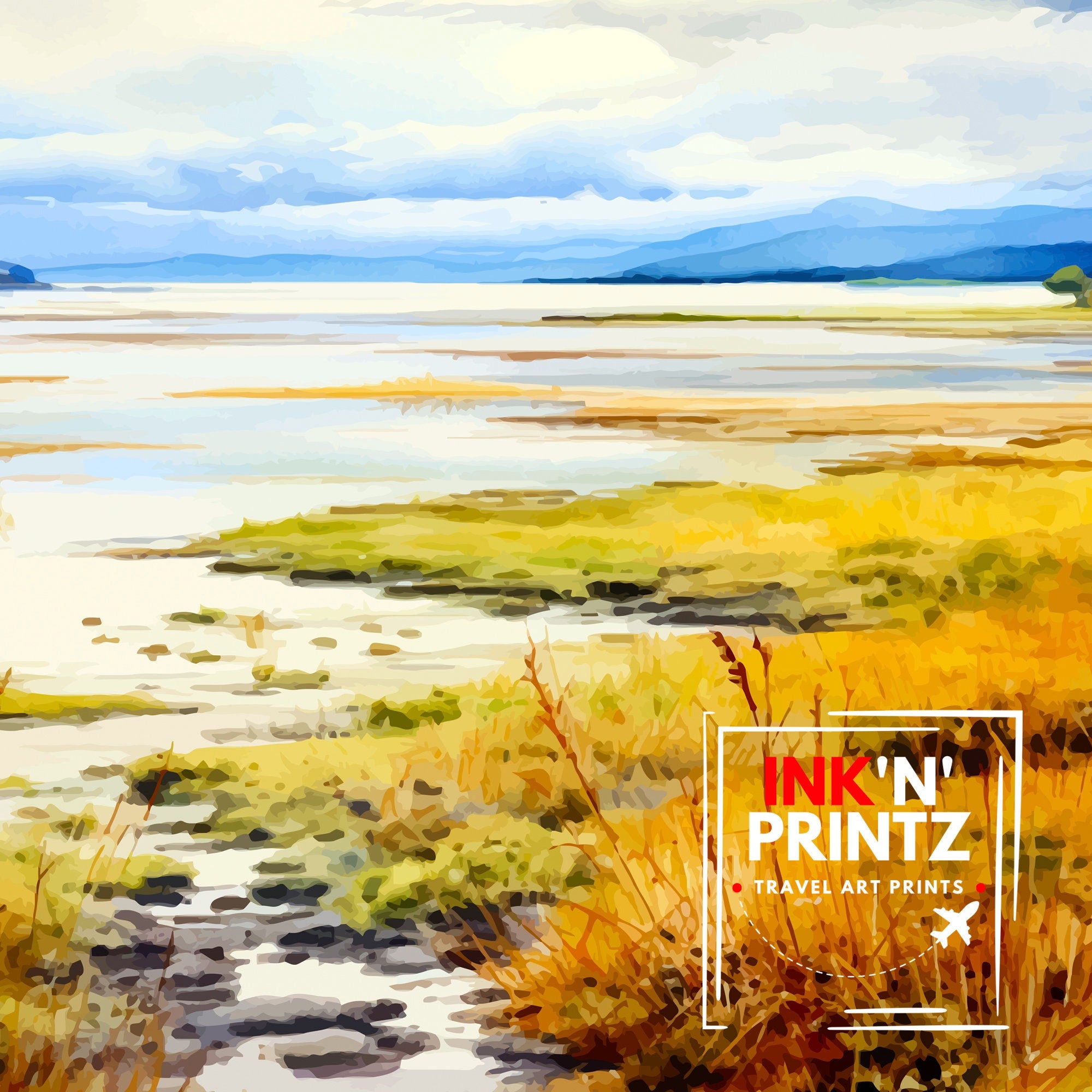 Arnside AONB Print Area of Outstanding Natural Beauty Art Arnside Knott Poster Cumbria Coastline Wall Decor UK Nature Reserve Artwork