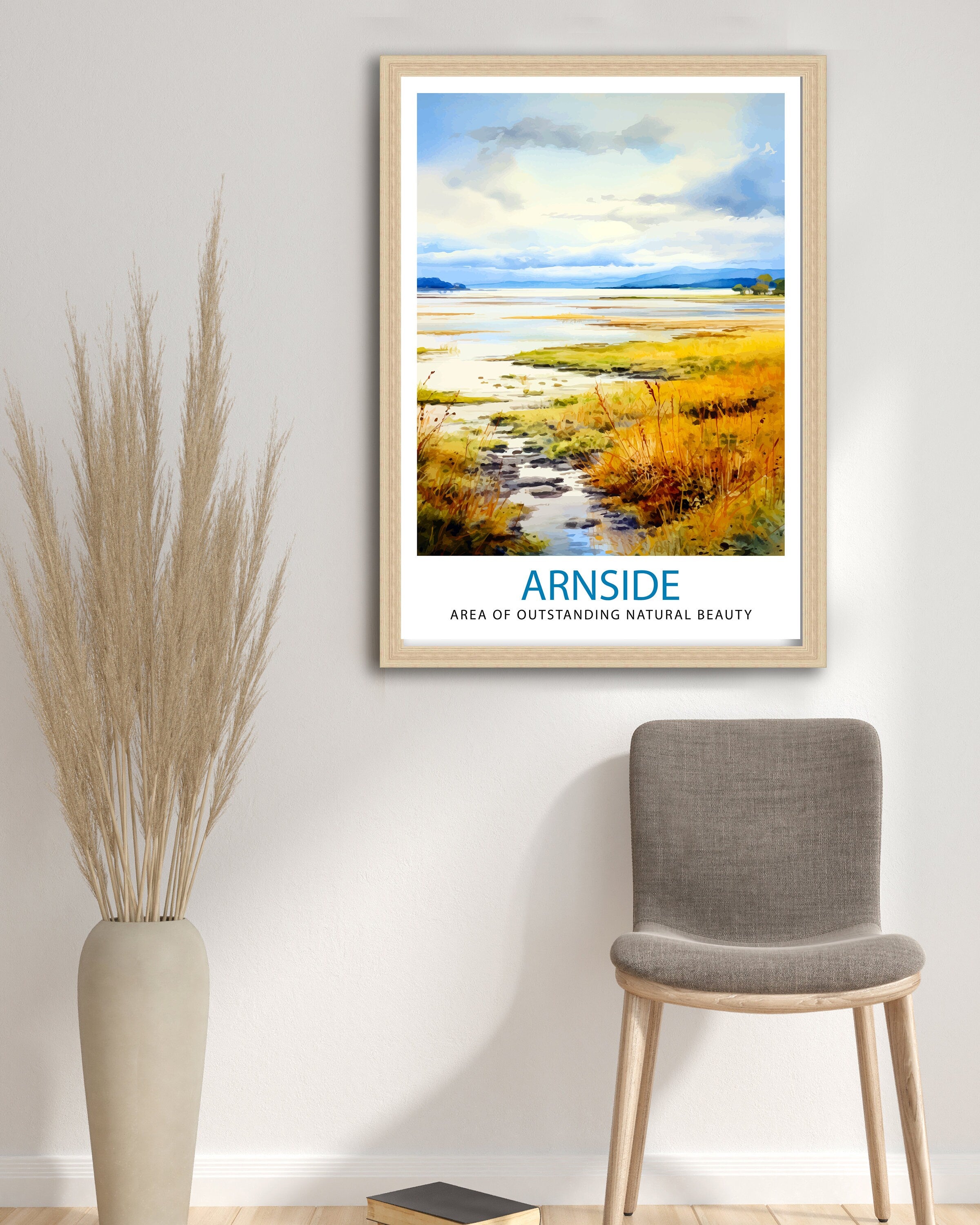 Arnside AONB Print Area of Outstanding Natural Beauty Art Arnside Knott Poster Cumbria Coastline Wall Decor UK Nature Reserve Artwork