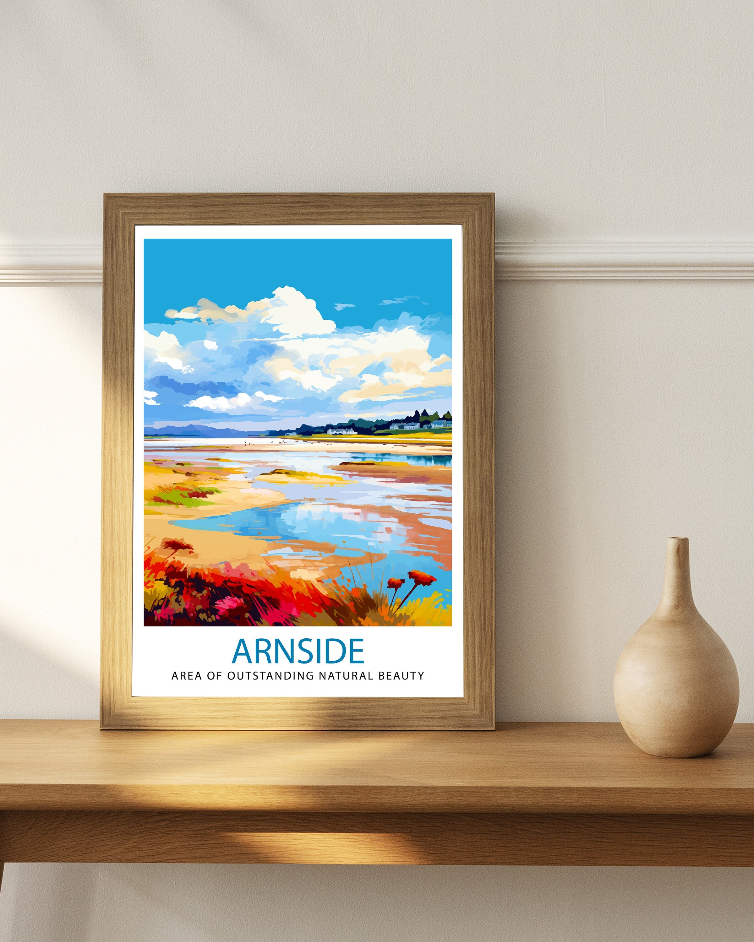 Arnside AONB Print Area of Outstanding Natural Beauty Art Arnside Knott Poster Cumbria Coastline Wall Decor UK Nature Reserve Artwork