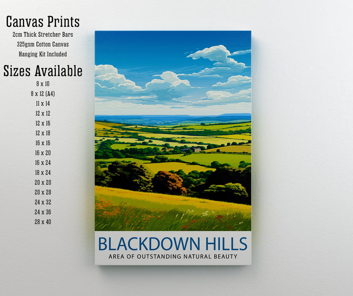 Blackdown Hills AONB Poster Area of Outstanding Natural Beauty Art Blackdown Hills Poster Somerset Devon Border Wall Art English Countryside