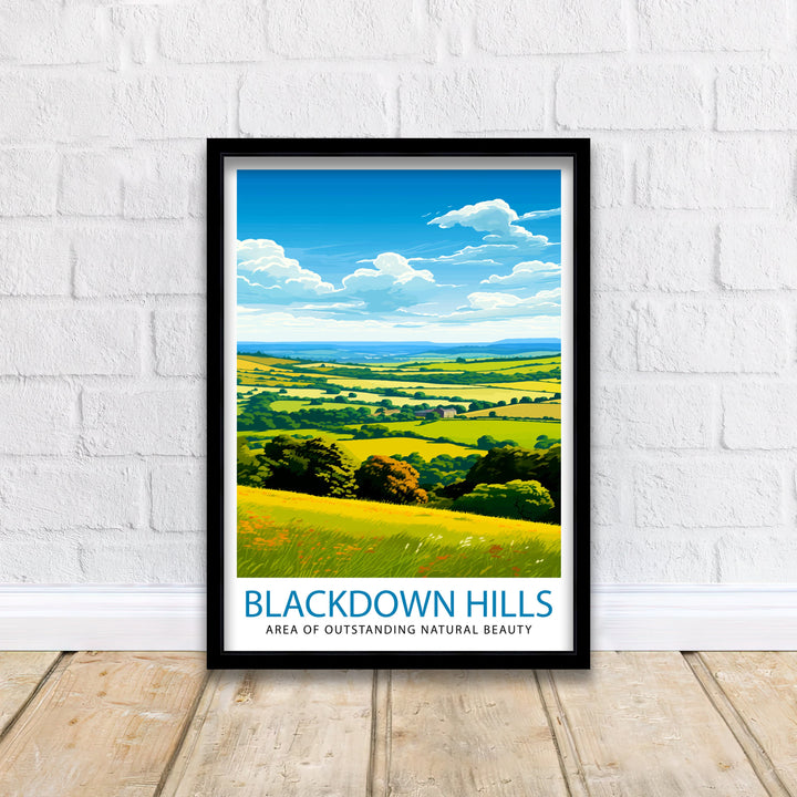 Blackdown Hills AONB Poster Area of Outstanding Natural Beauty Art Blackdown Hills Poster Somerset Devon Border Wall Art English Countryside