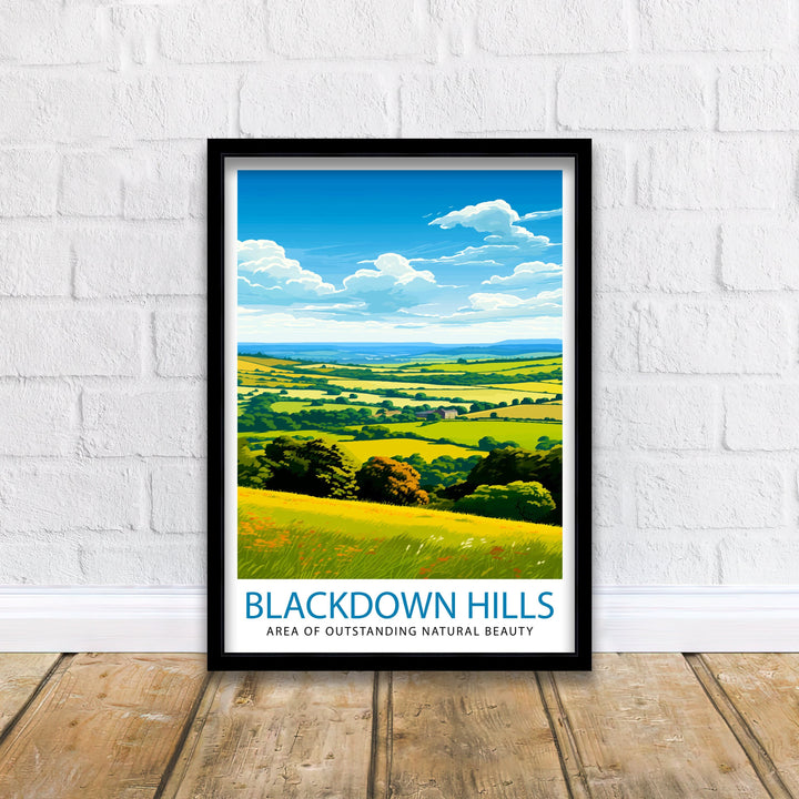 Blackdown Hills AONB Poster Area of Outstanding Natural Beauty Art Blackdown Hills Poster Somerset Devon Border Wall Art English Countryside