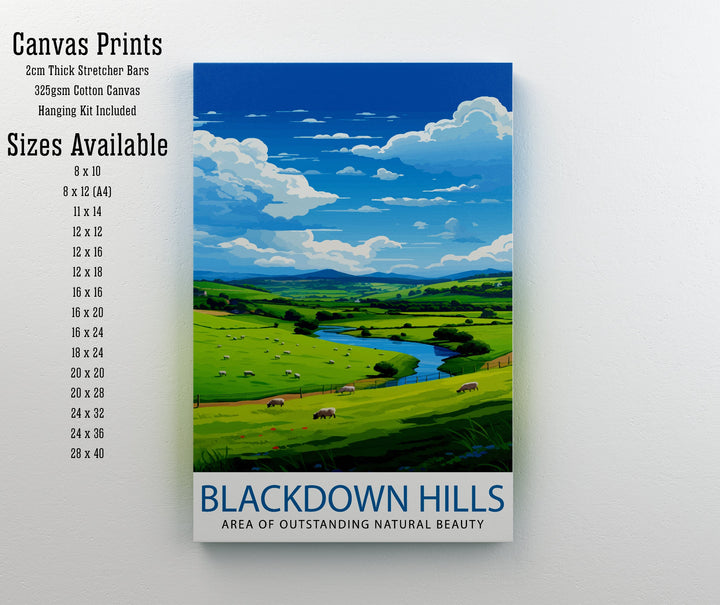 Blackdown Hills AONB Poster Area of Outstanding Natural Beauty Art Blackdown Hills Poster Somerset Devon Border Wall Art English Countryside