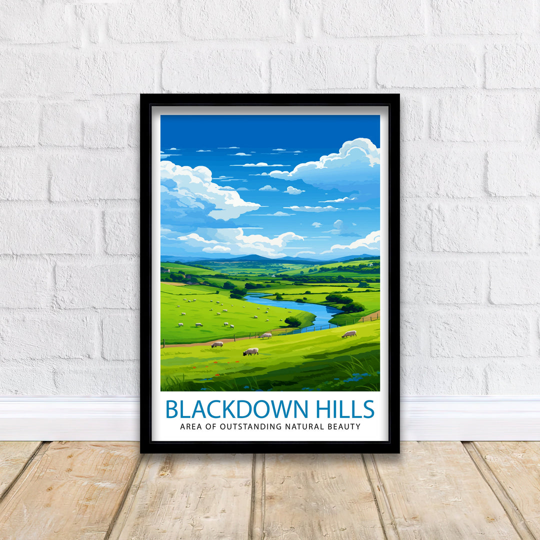 Blackdown Hills AONB Poster Area of Outstanding Natural Beauty Art Blackdown Hills Poster Somerset Devon Border Wall Art English Countryside