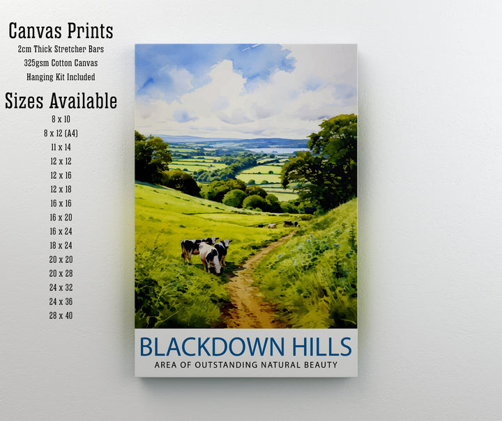 Blackdown Hills AONB Poster Area of Outstanding Natural Beauty Art Blackdown Hills Poster Somerset Devon Border Wall Art English Countryside