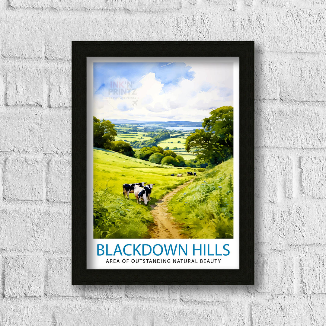 Blackdown Hills AONB Poster Area of Outstanding Natural Beauty Art Blackdown Hills Poster Somerset Devon Border Wall Art English Countryside