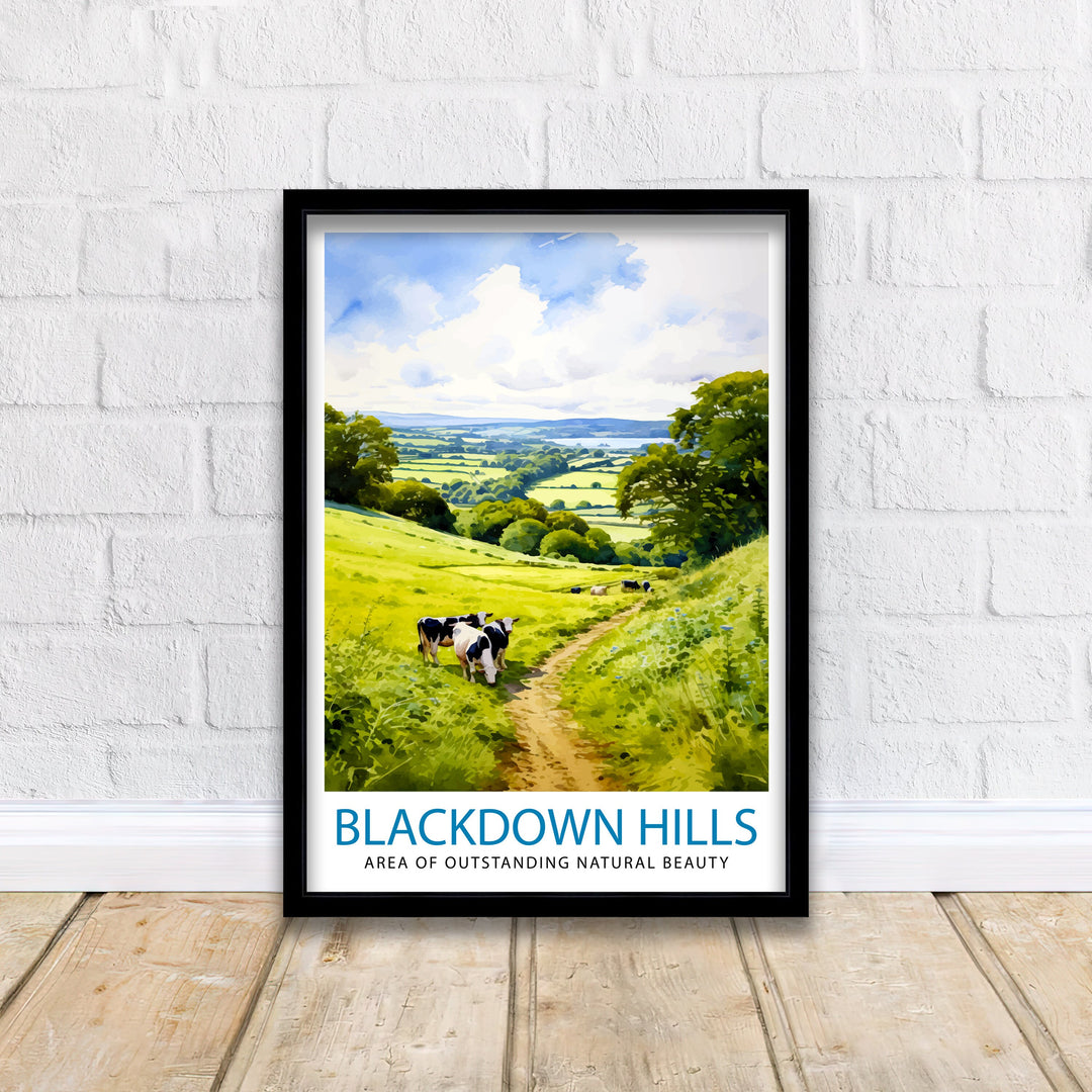 Blackdown Hills AONB Poster Area of Outstanding Natural Beauty Art Blackdown Hills Poster Somerset Devon Border Wall Art English Countryside