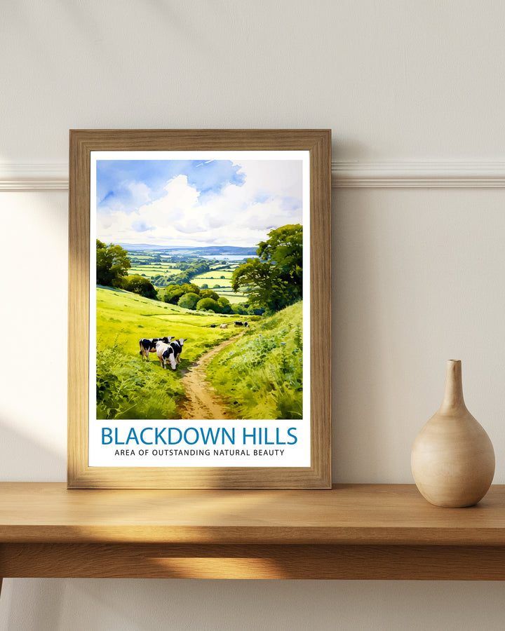 Blackdown Hills AONB Poster Area of Outstanding Natural Beauty Art Blackdown Hills Poster Somerset Devon Border Wall Art English Countryside