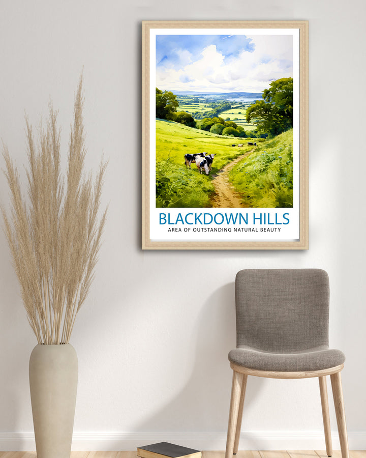 Blackdown Hills AONB Poster Area of Outstanding Natural Beauty Art Blackdown Hills Poster Somerset Devon Border Wall Art English Countryside