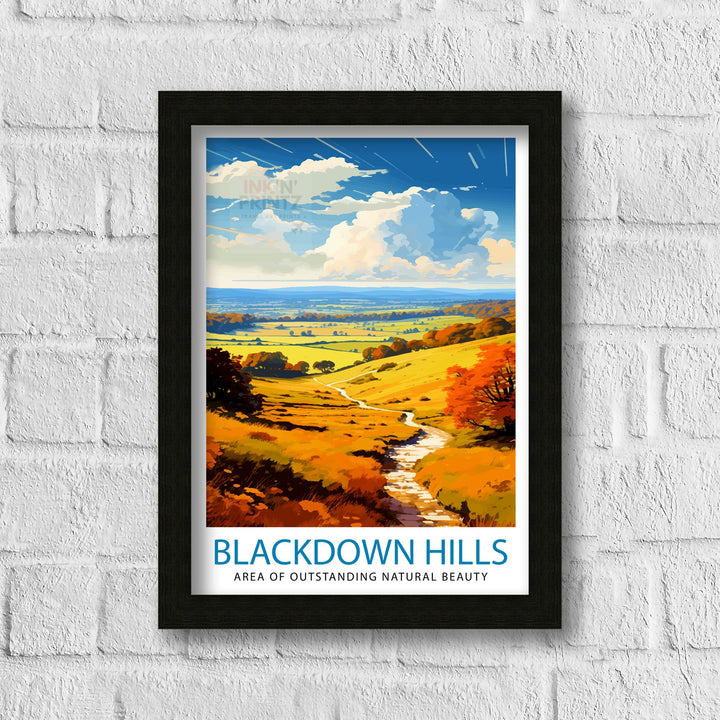 Blackdown Hills AONB Poster Area of Outstanding Natural Beauty Art Blackdown Hills Poster Somerset Devon Border Wall Art English Countryside