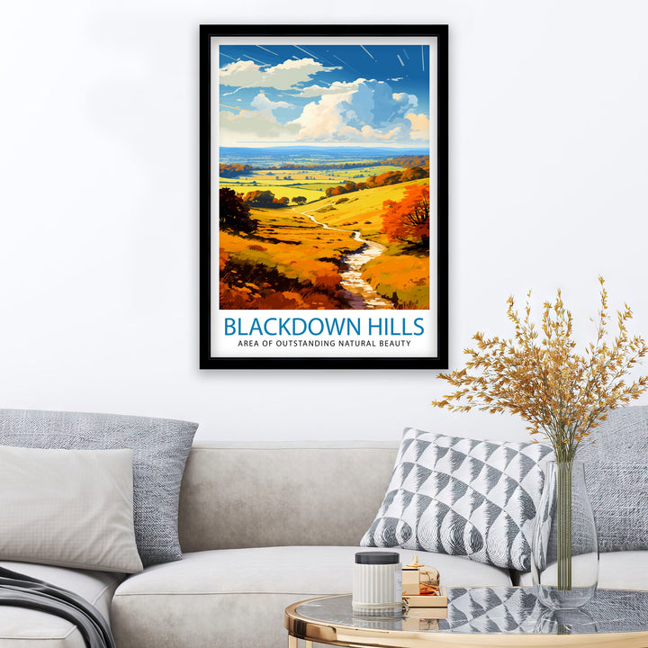 Blackdown Hills AONB Poster Area of Outstanding Natural Beauty Art Blackdown Hills Poster Somerset Devon Border Wall Art English Countryside