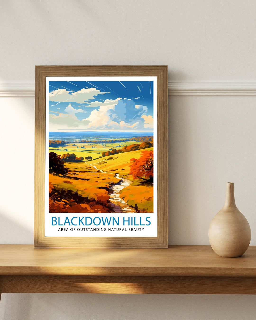 Blackdown Hills AONB Poster Area of Outstanding Natural Beauty Art Blackdown Hills Poster Somerset Devon Border Wall Art English Countryside